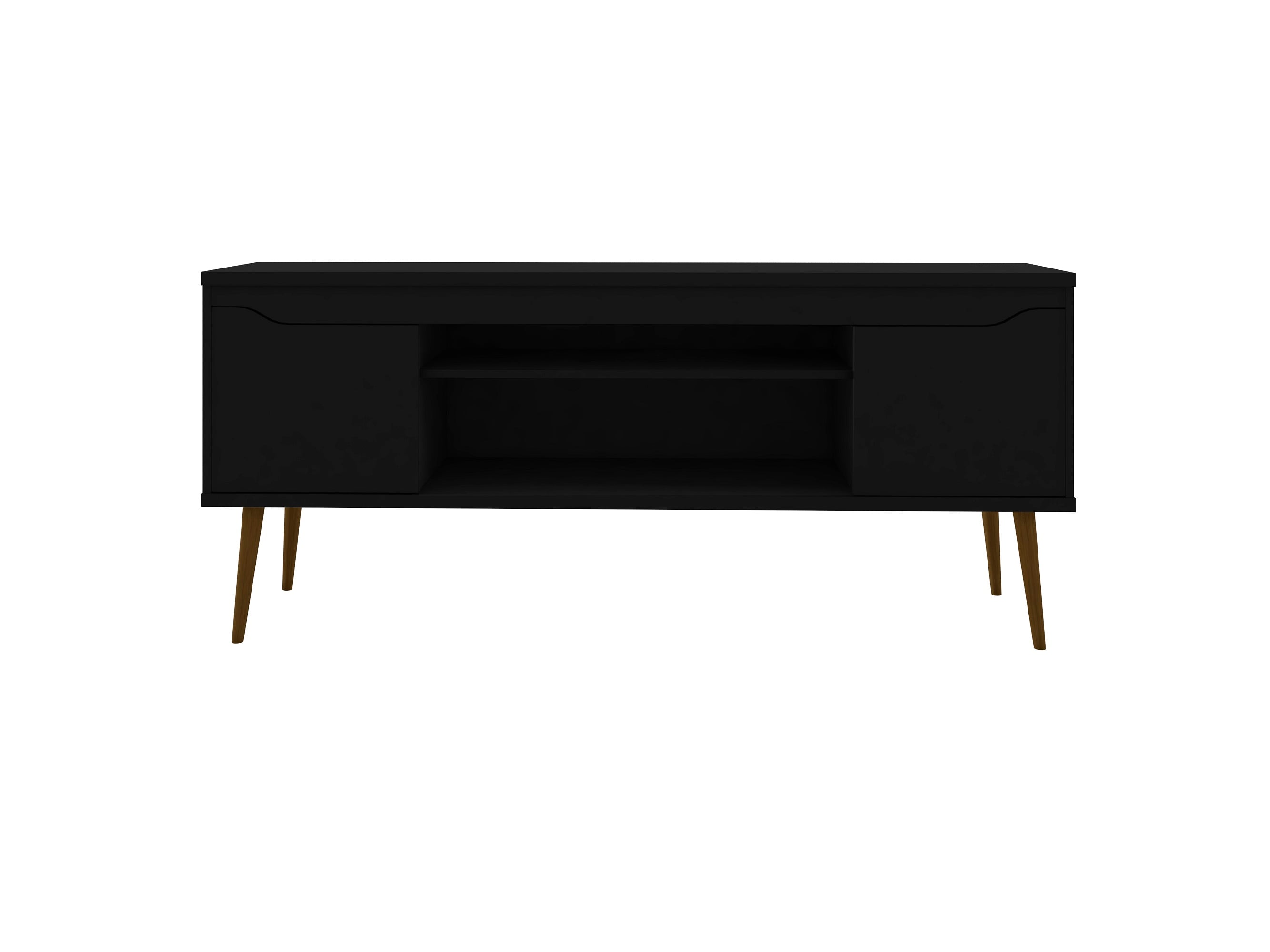 Bradley 63'' Matte Black Mid-Century Modern TV Stand with Storage