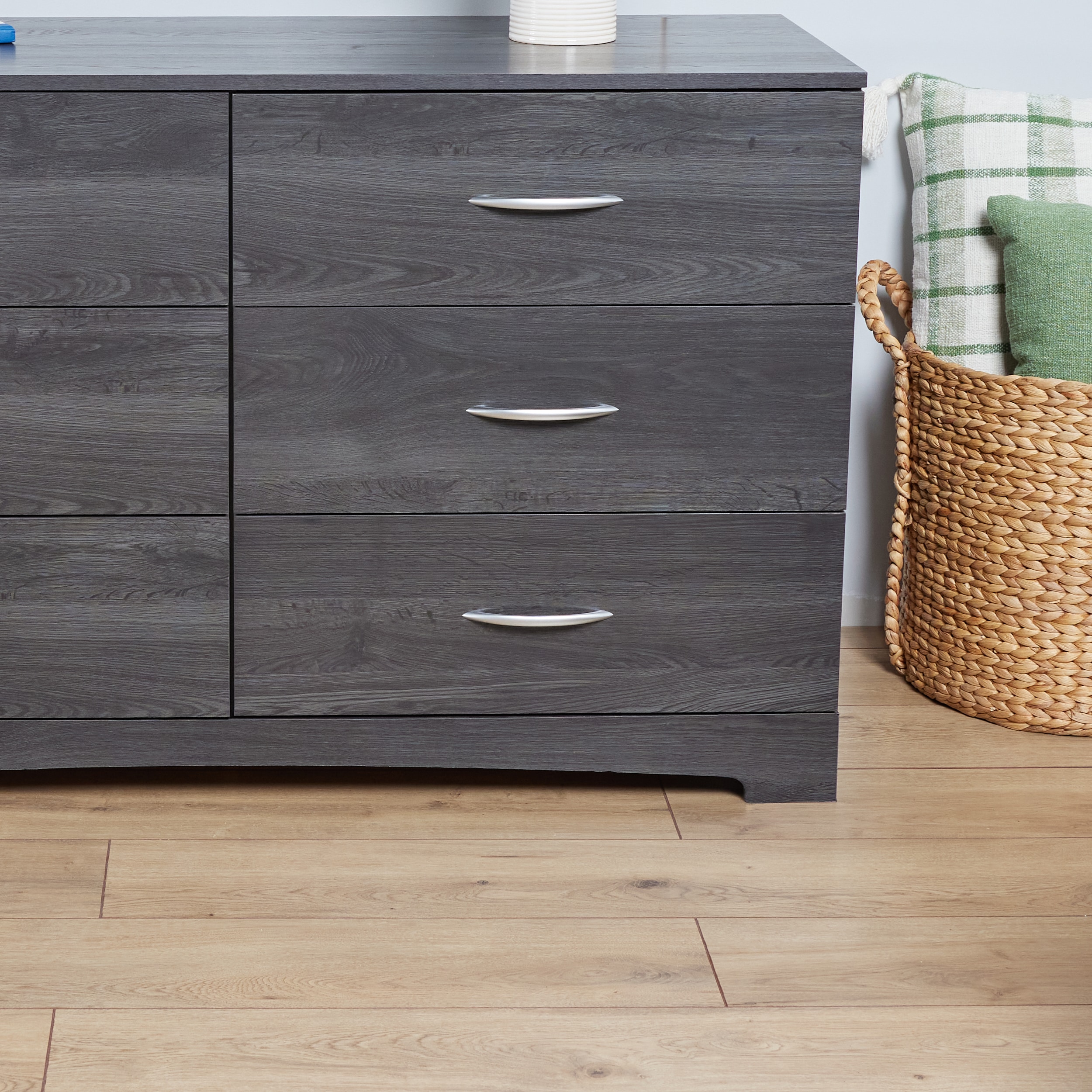 Gray Oak Double Dresser with Soft Close Drawers