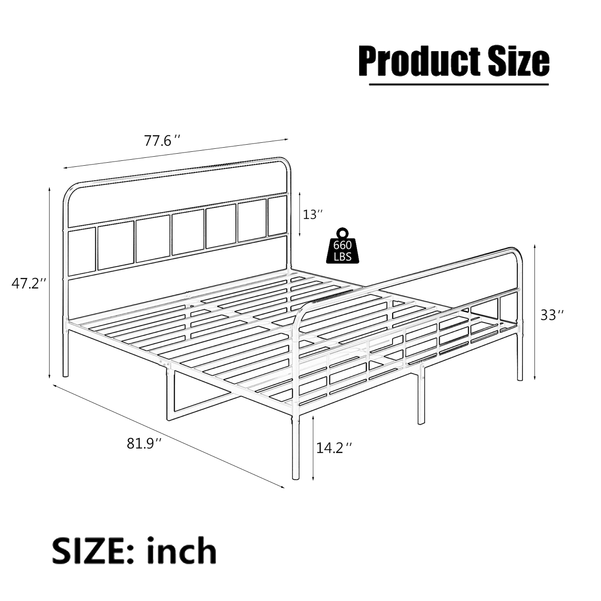 GZMR Black King Metal Bed Frame In The Beds Department At Lowes.com