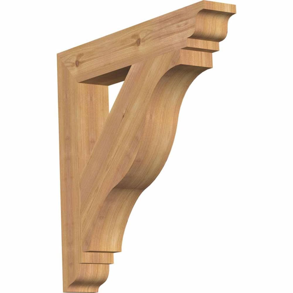 Ekena Millwork BKT04X24X24FST01SWR Funston traditional smooth 3-1/2-in x 24-in x 24-in Western red cedar Brown Wood Standard bracket