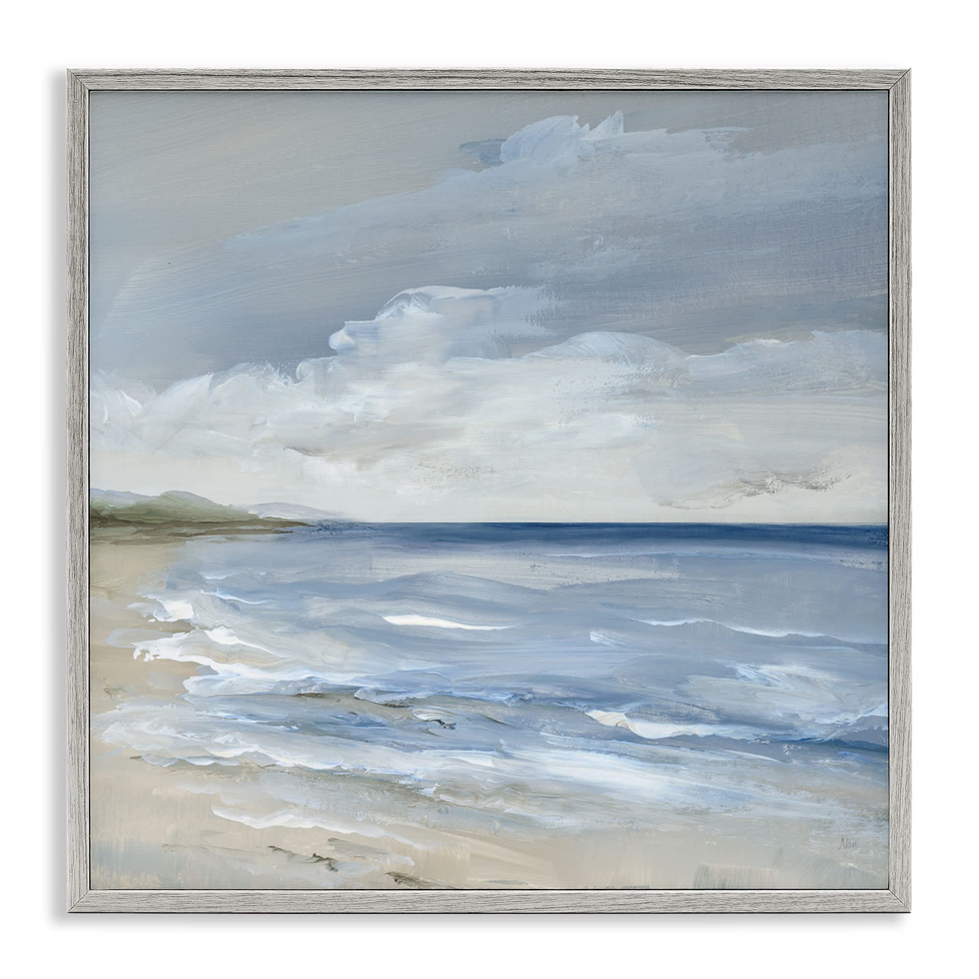 Stupell Industries BS-163-GFF-17X17 Stormy Beach Landscape Gray Framed Giclee Art By Nan 17 x 17