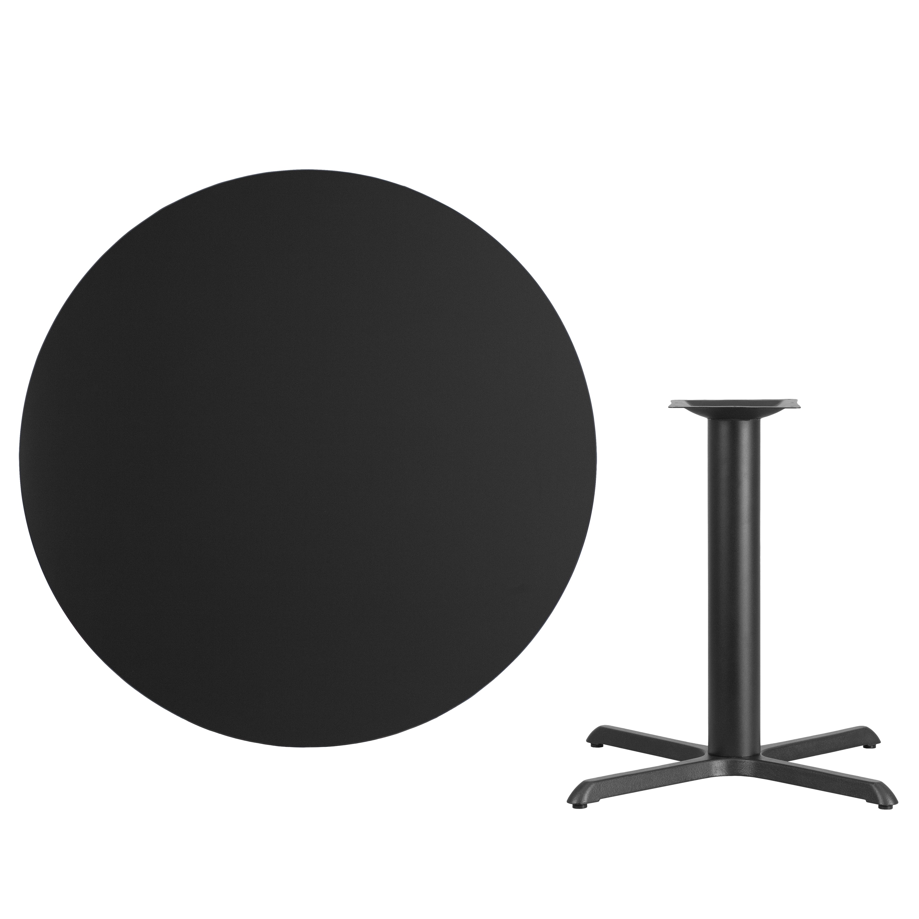 Flash Furniture 889142008118 Black Round Contemporary/Modern Dining Table, Wood veneer with Black Metal 42-Inches L x 31.13-Inches H