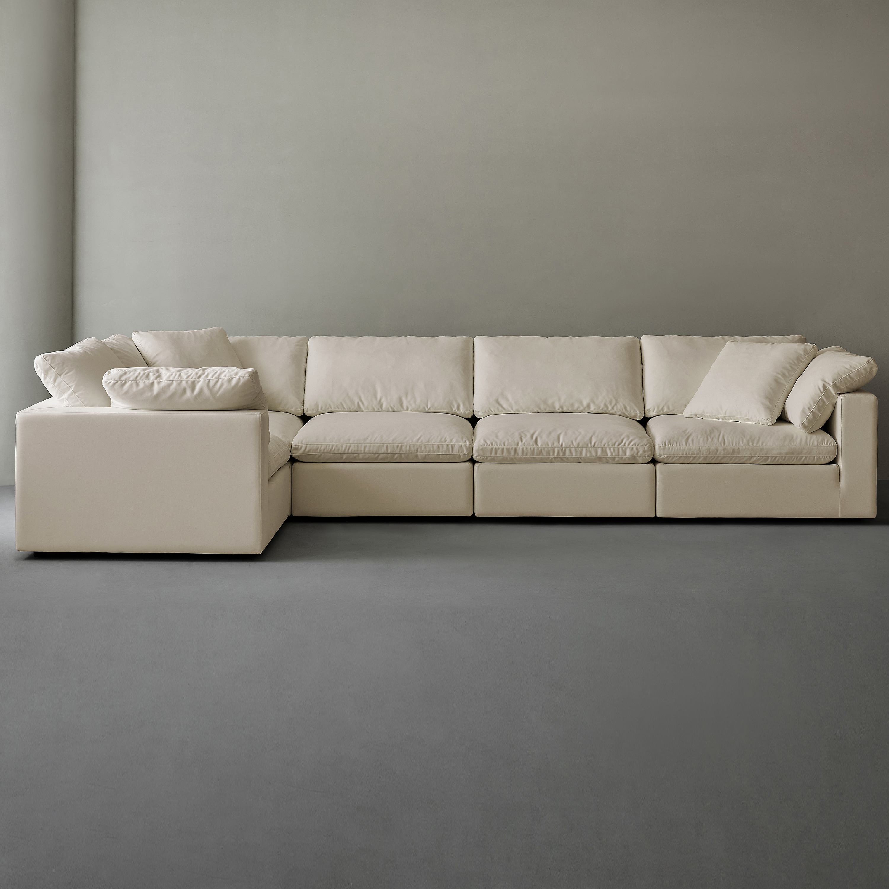  YSWL4+1-LB Sofa 157-in W Casual Linen Beige Linen 6-seater Sofa with Slipcover