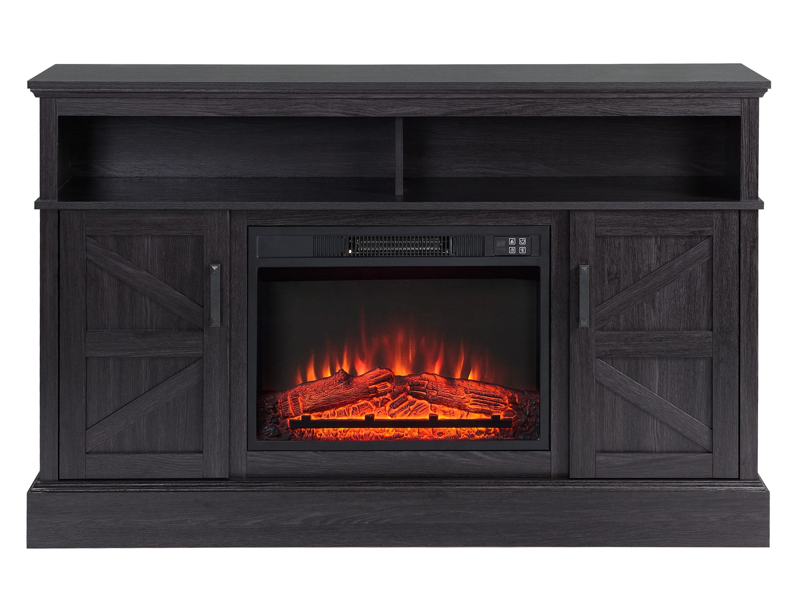 Legacy Home FIRE-HF190006-LWS This piece is perfect for any room. The rustic style doors give it a custom-made look. The dark finish makes a statement while still transitioning seemlessly. The electric fireplace adds cozy feel to the room also, providing an additional heating source.