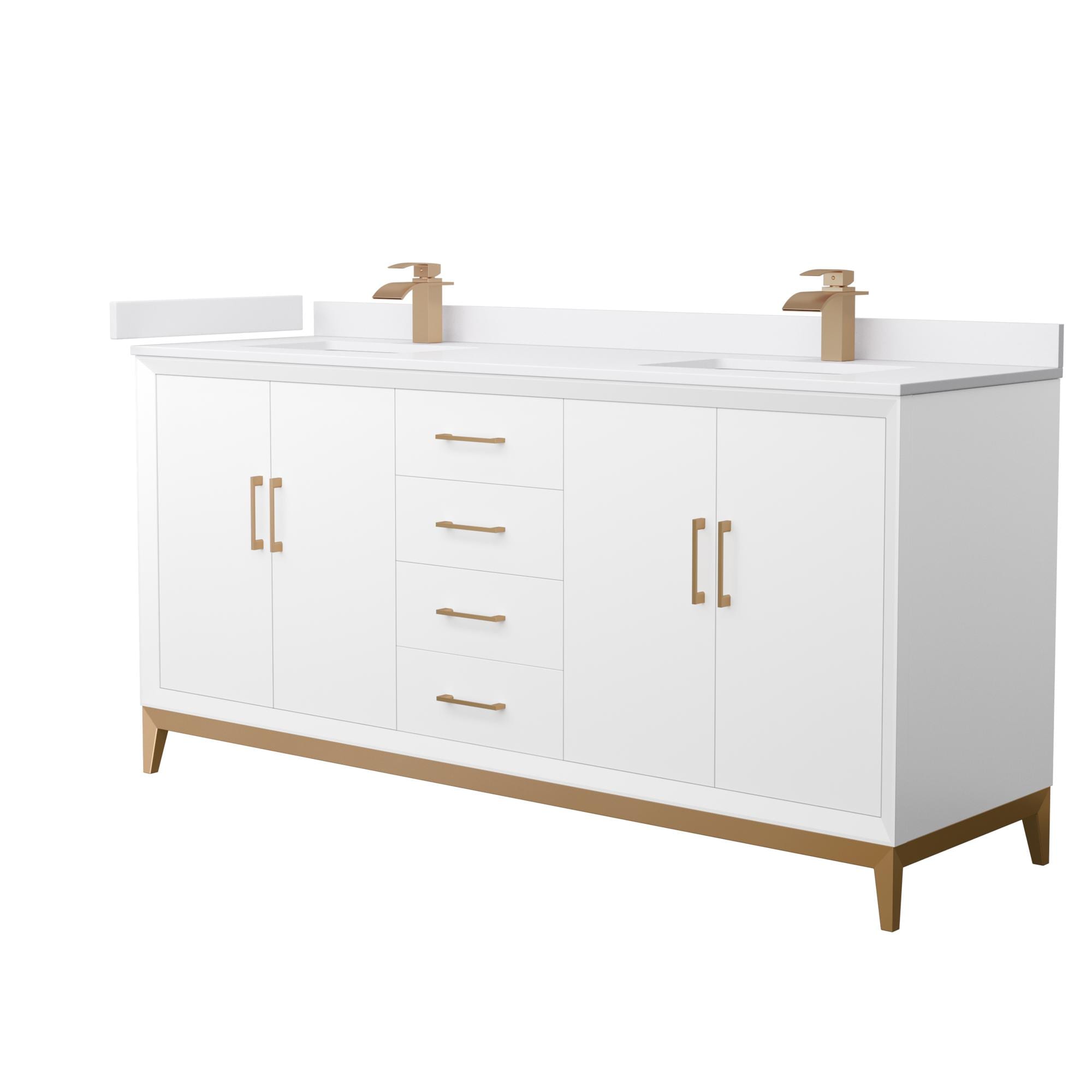Wyndham Collection WCH818172DWZWCUNSMXX Amici 72-in White Undermount Double Sink Bathroom Vanity with White Cultured Marble Top