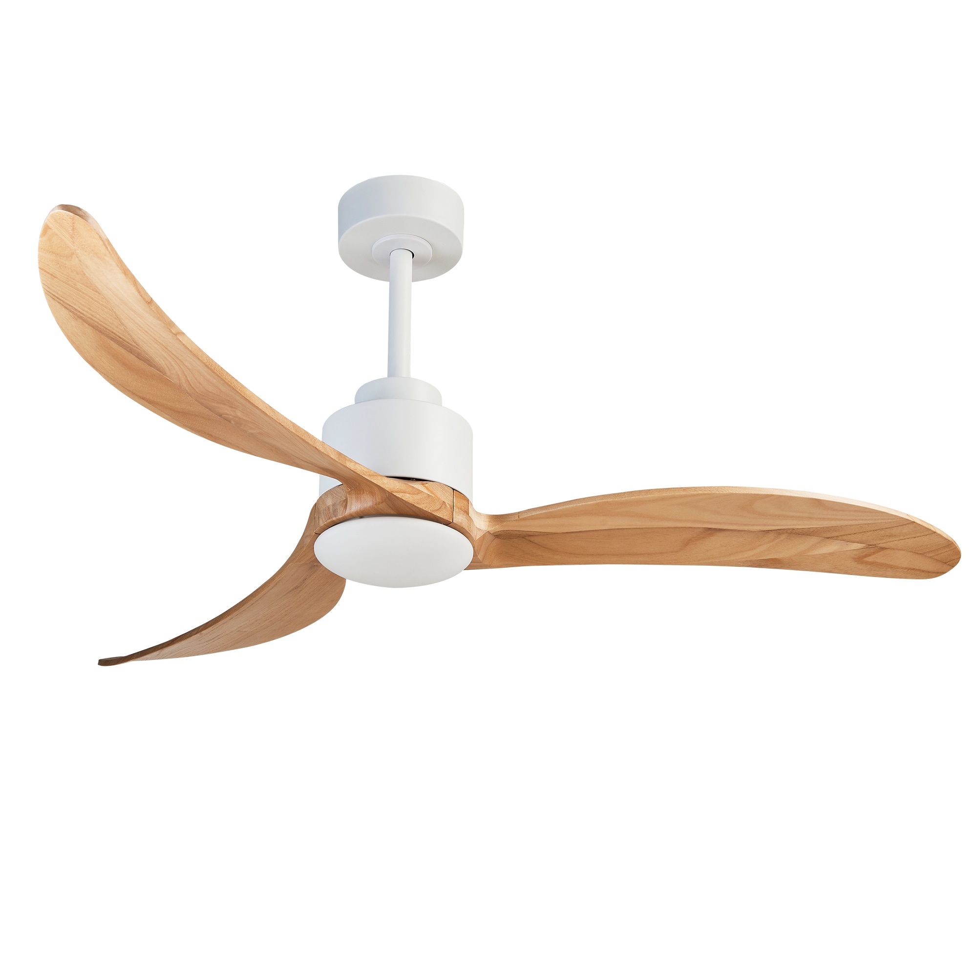ZHLLMQ 52-in White Ceiling Fan with Natural Wood Blades LED for Patio Living Room Bedroom Office Ceiling Fan With Light and Remote Control Included 3-Blade