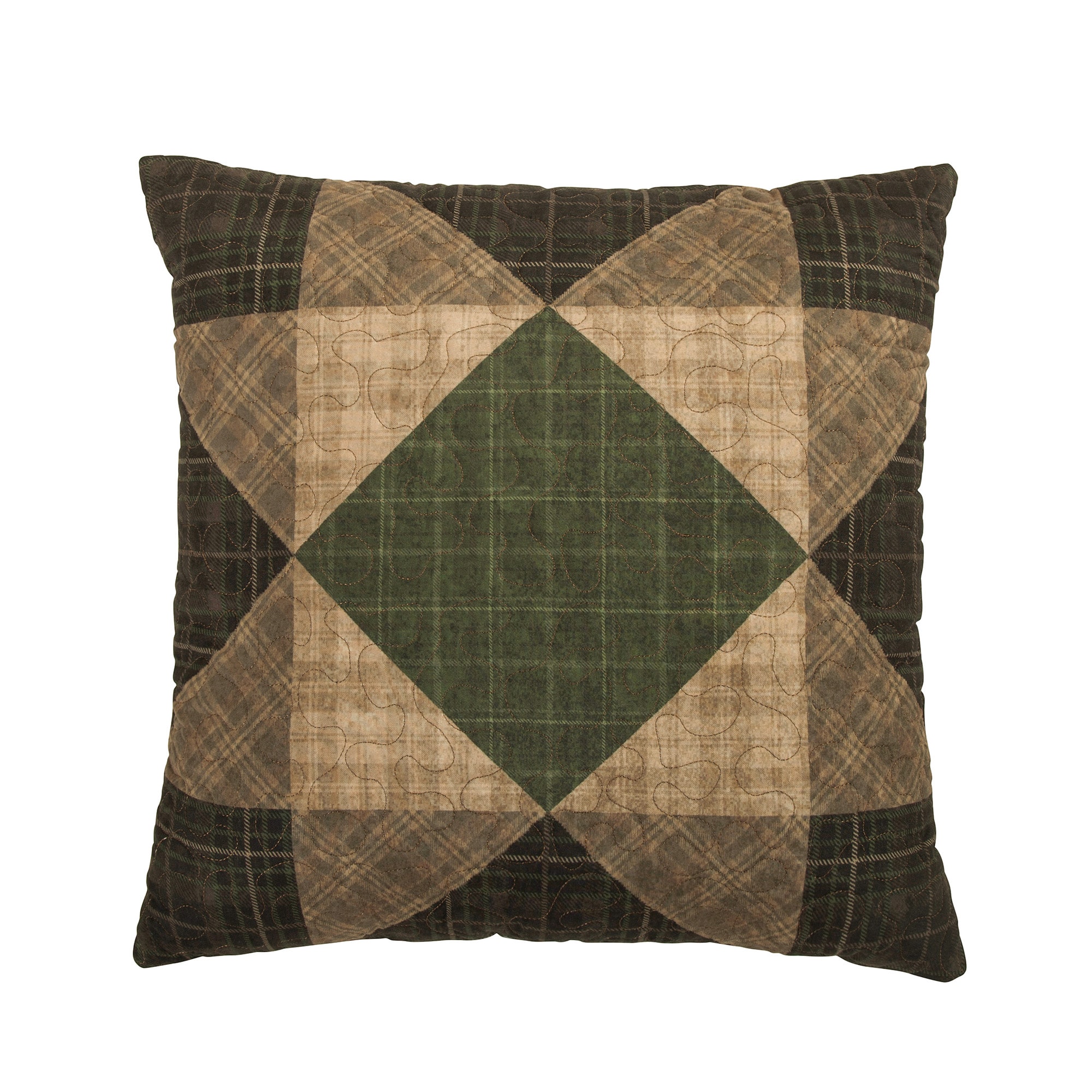 Antique Pine Square Patchwork Throw Pillow