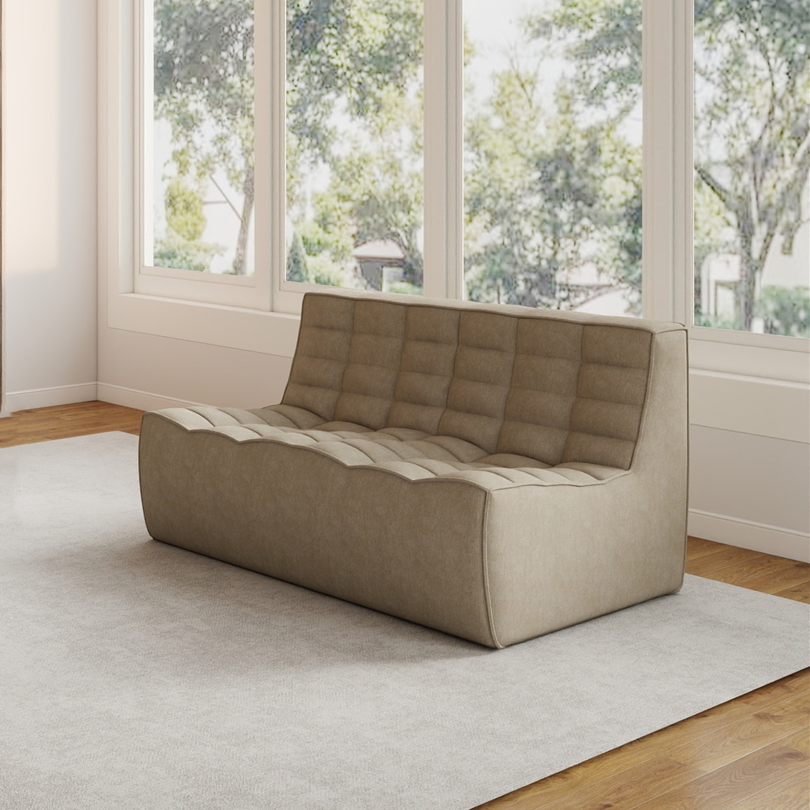 BuotiqHom DH-S2-131KH 55-in Casual Khaki Linen 2 -seater Loveseat