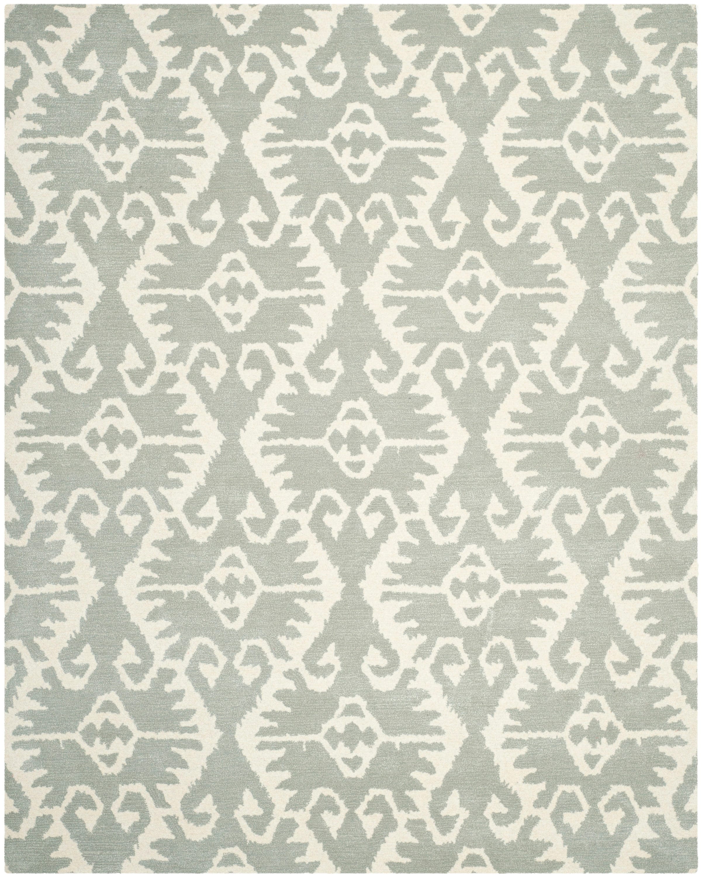 Safavieh WYD323G-10 Wyndham Ince 10 x 14 (ft) Tufted Wool Gray/Ivory Rectangular Indoor Ikat Bohemian/Eclectic Area rug