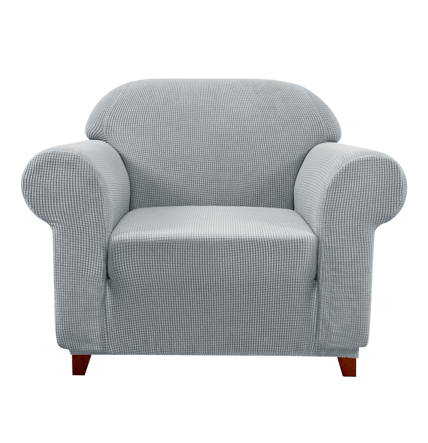 Subrtex SBTSFLG1001 Textured Grid Light Gray Jacquard Chair Slipcover 47-in W x 41-in H x 42-in D