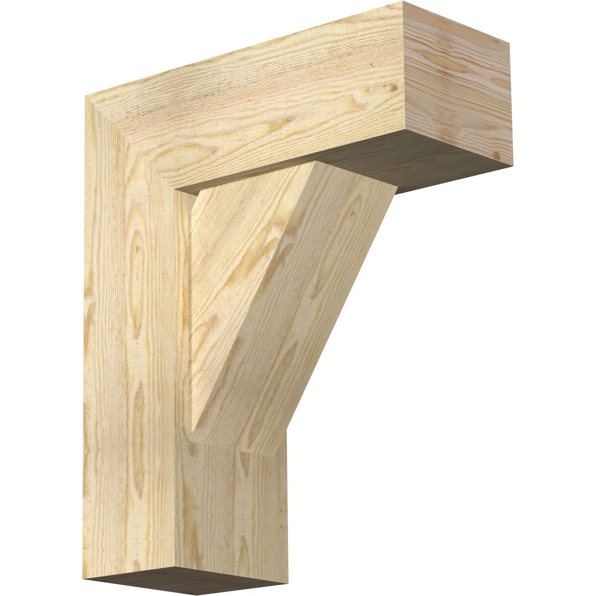 Ekena Millwork 1464967 Traditional block rough sawnbracket with offset brace 8-in x 20-in x 24-in Douglas fir Brown Wood Standard bracket