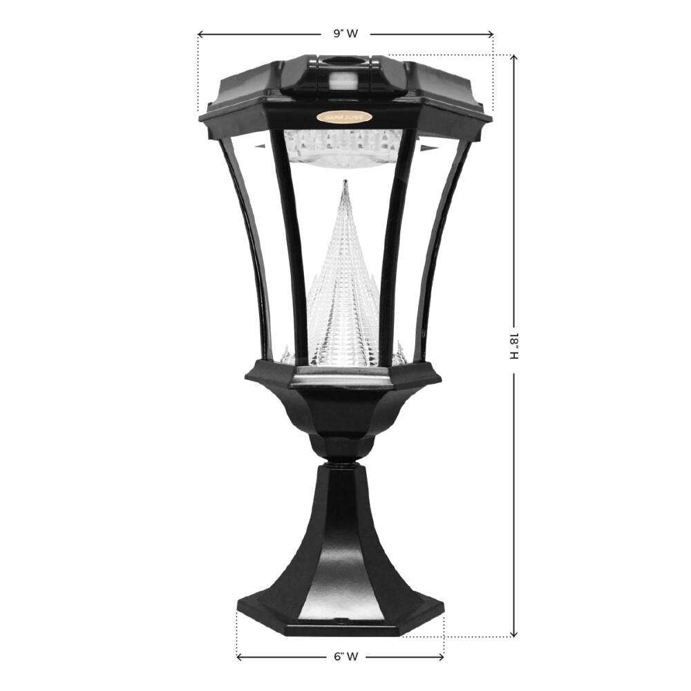 Gama Sonic Victorian 15-in Black Traditional Solar Outdoor Post Light ...