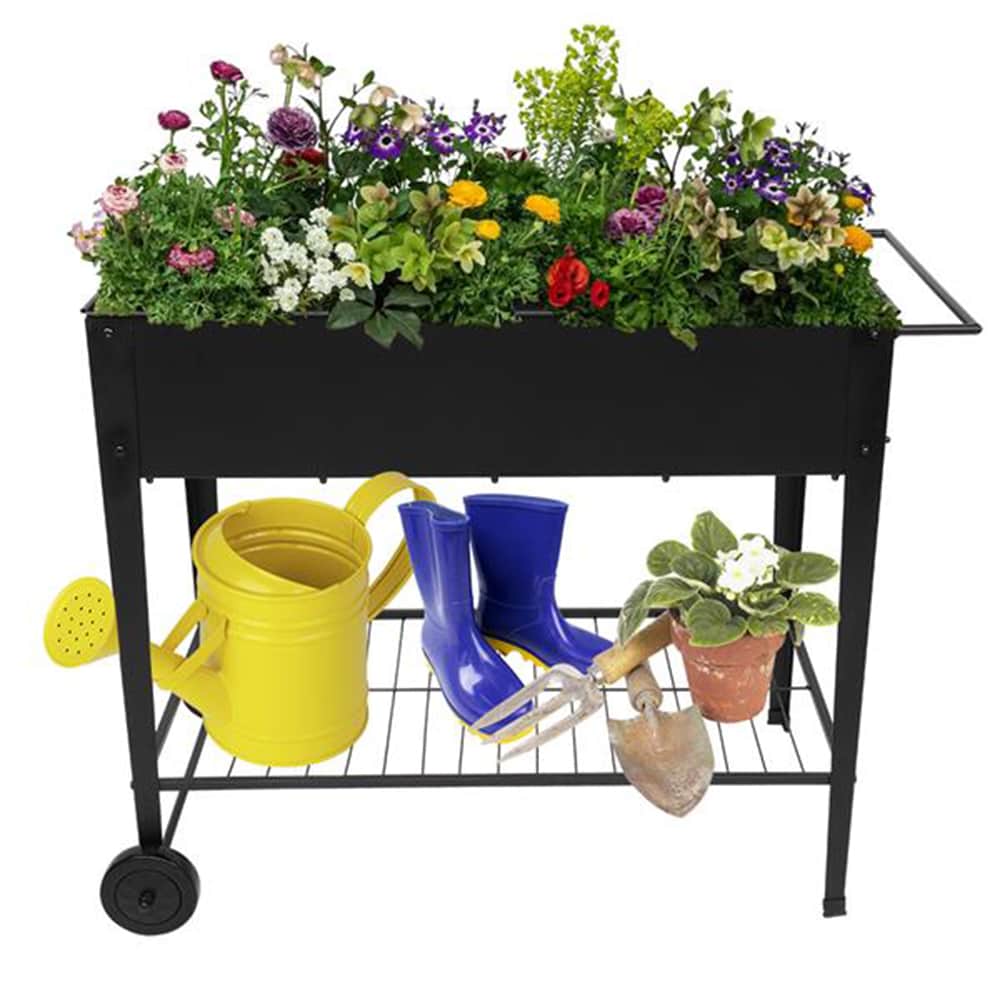 ZAKLOOP XU22735245 16.7-in W x 42.5-in L x 31.9-in H Black Metal Raised Garden Bed