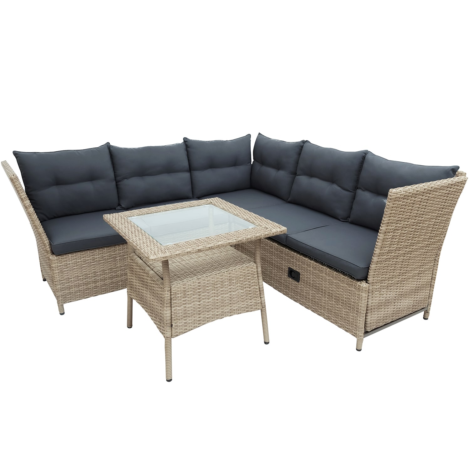 Bybafun 4-Piece Patio Conversation Set With Gray Cushions In The Patio ...