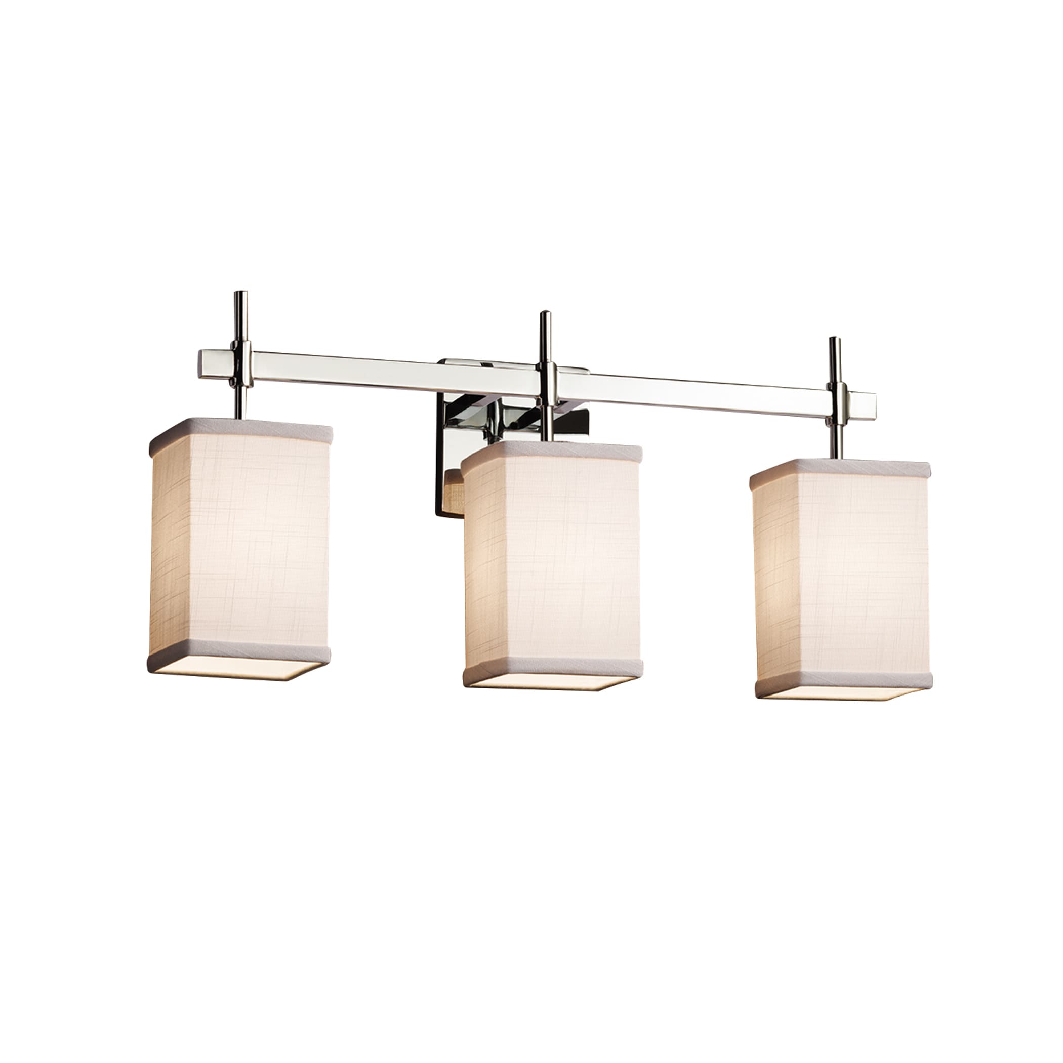 Justice Design Group FAB-8413-15-WH-CR-LD Textile 22-in 3-Light Polished Chrome LED Transitional Vanity Light