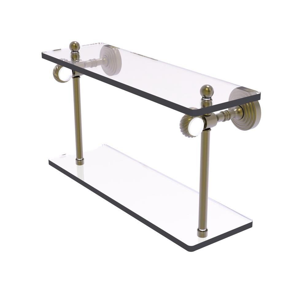 Allied Brass PG-2T-16-ABR Pacific Grove Antique Brass 2 -Tier Wall mount Bathroom Shelf ( 16-in x 9.3-in x 5-in )