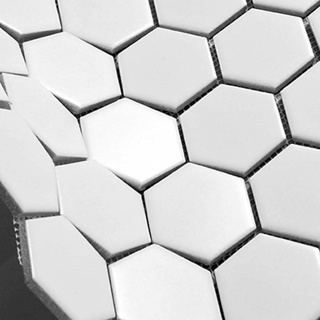 Honeycomb 12x12 White Porcelain Mosaic Tile Sheet
