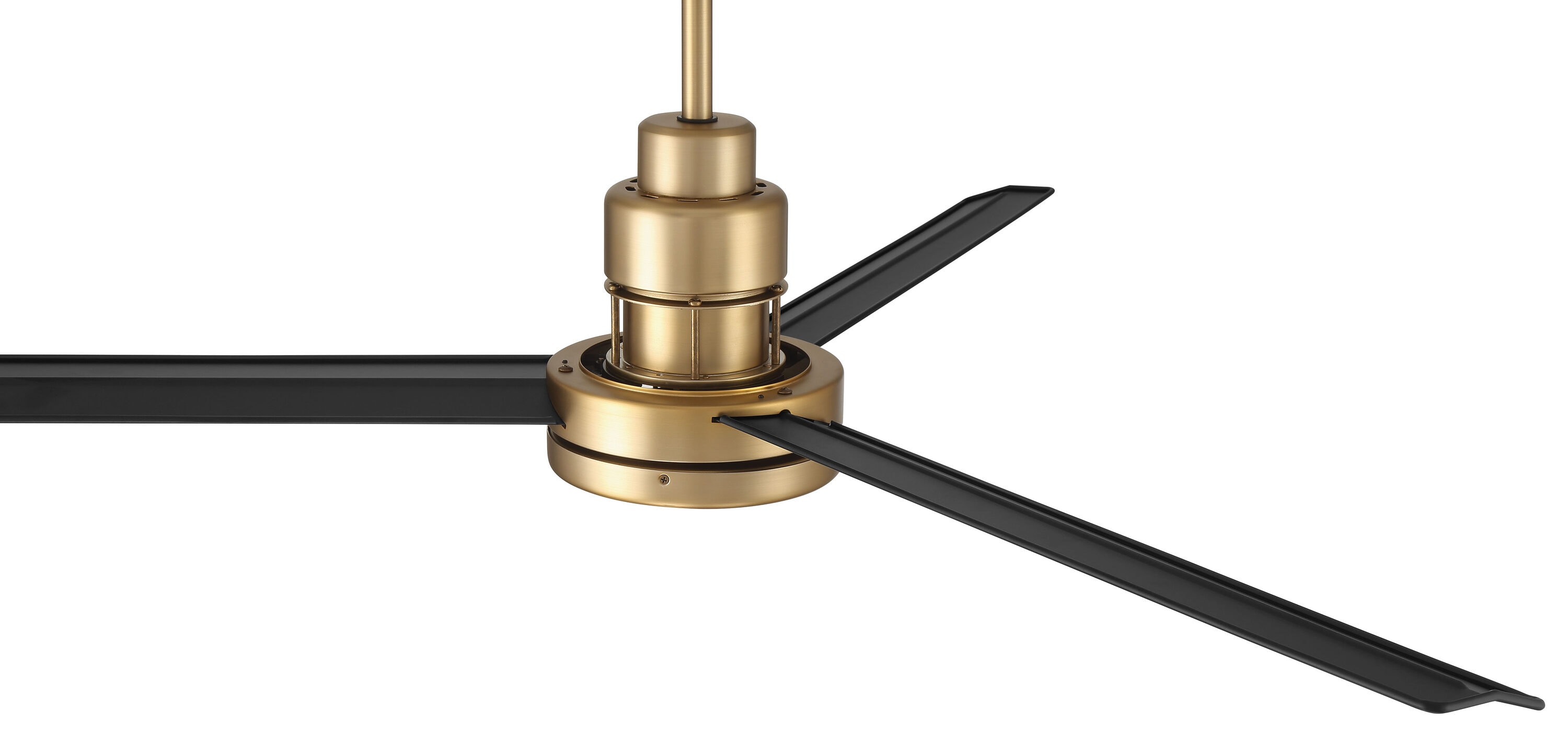 54" Satin Brass and Black Modern Ceiling Fan with Remote