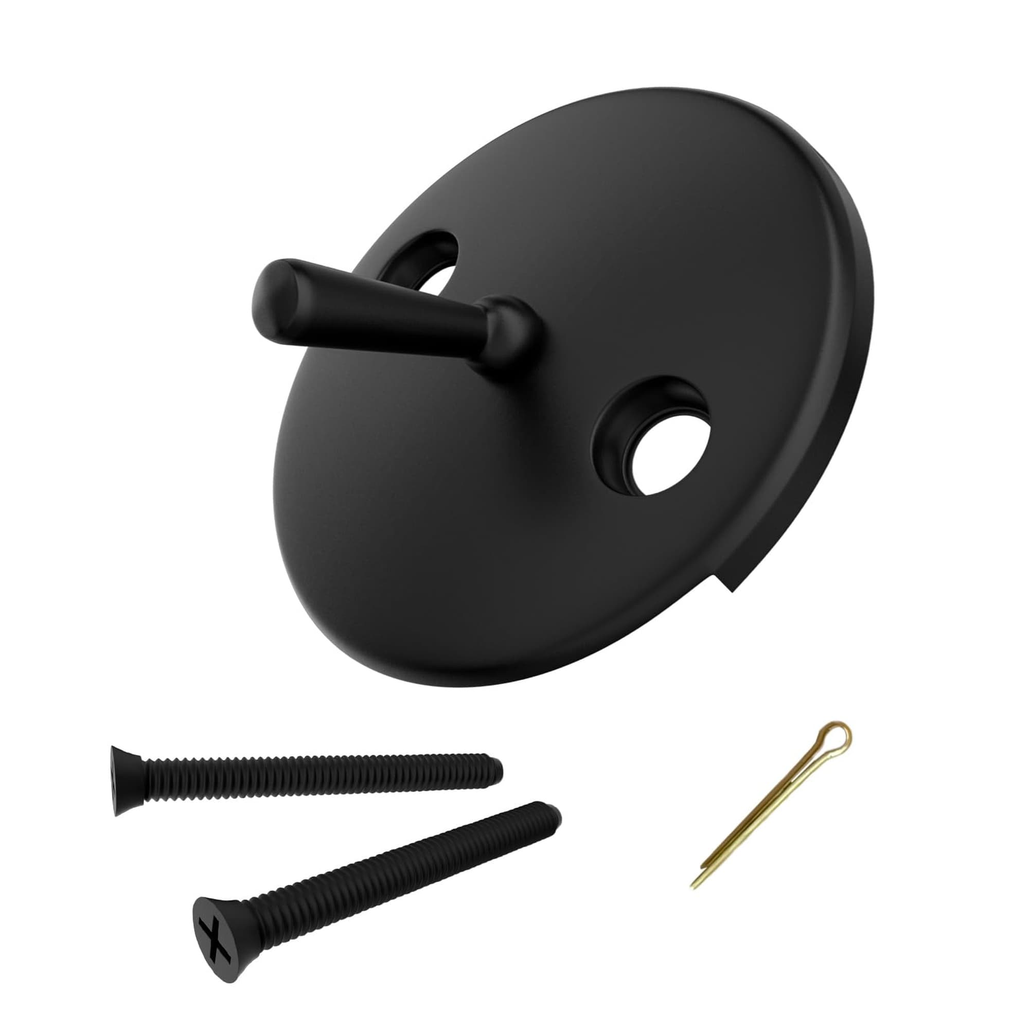 Numhew - 3in L x 2.2in W Matte Black 1-Pack Trip Lever Bathtub Overflow Faceplate
