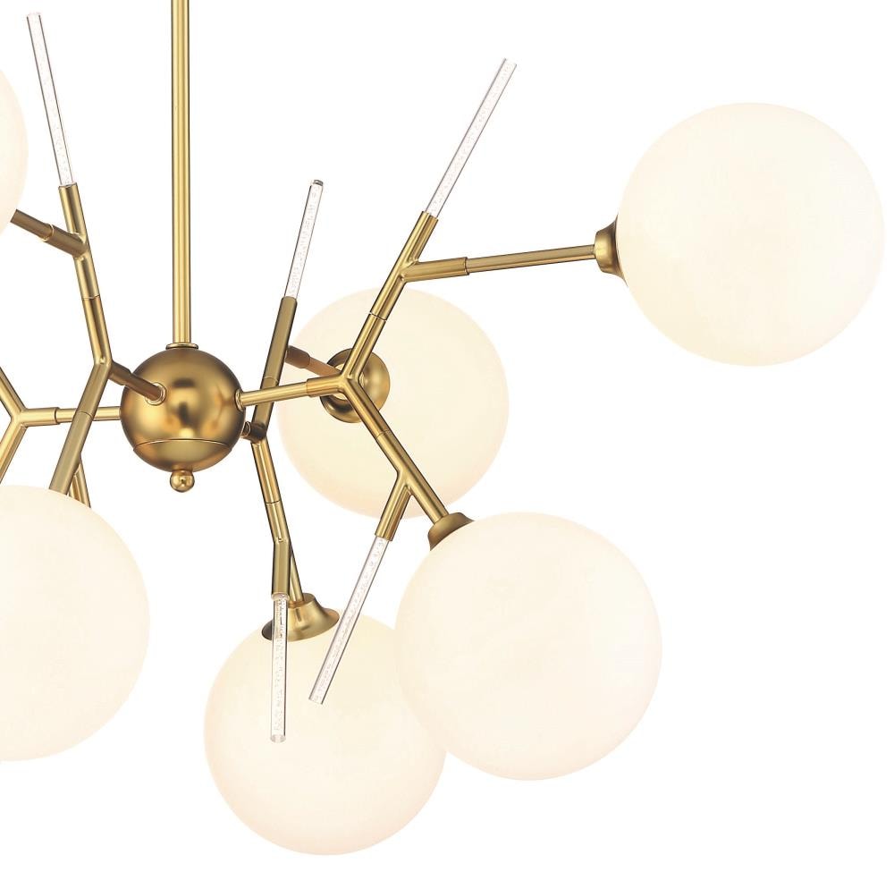 Polares Honey Gold 8-Light Chandelier with Etched White Glass