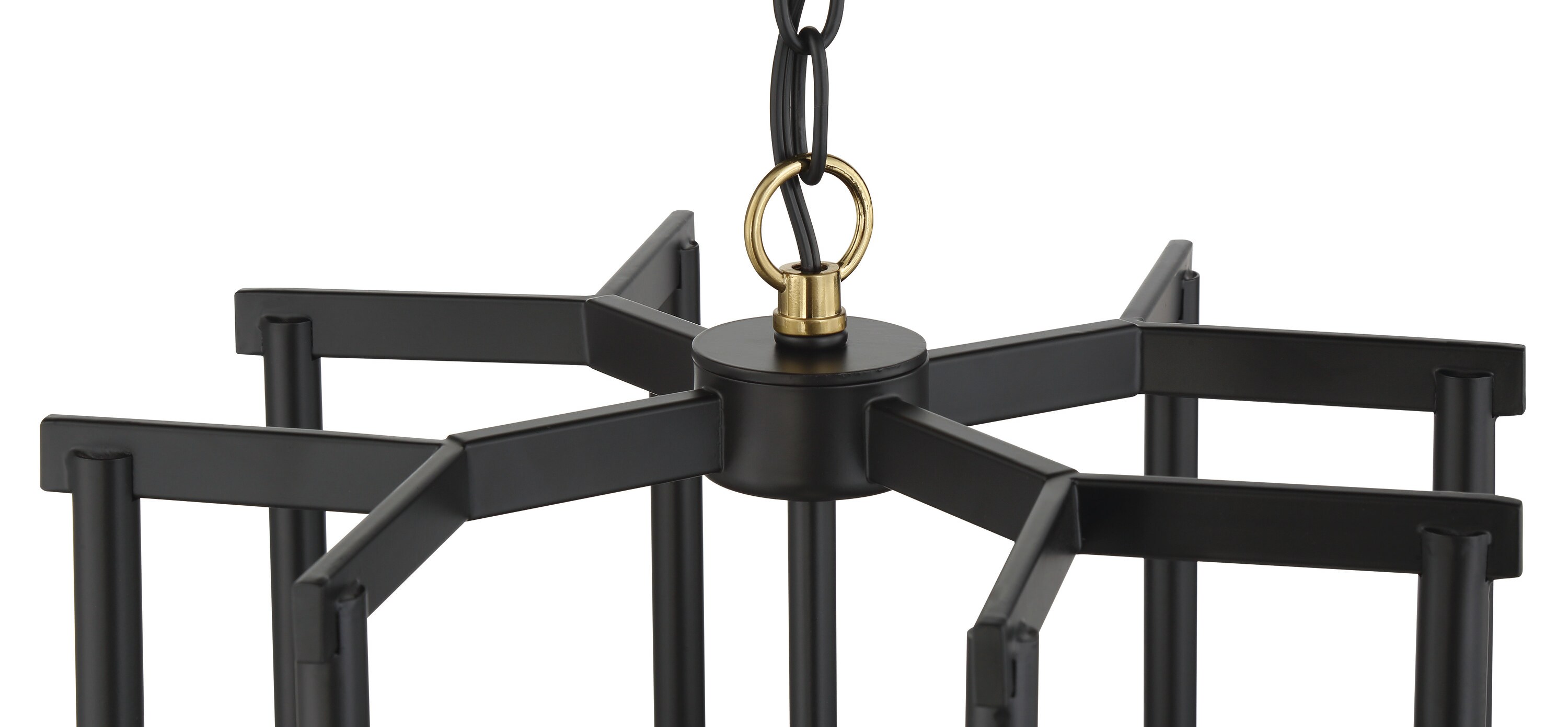 Flat Black and Satin Brass 4-Light Geometric Chandelier