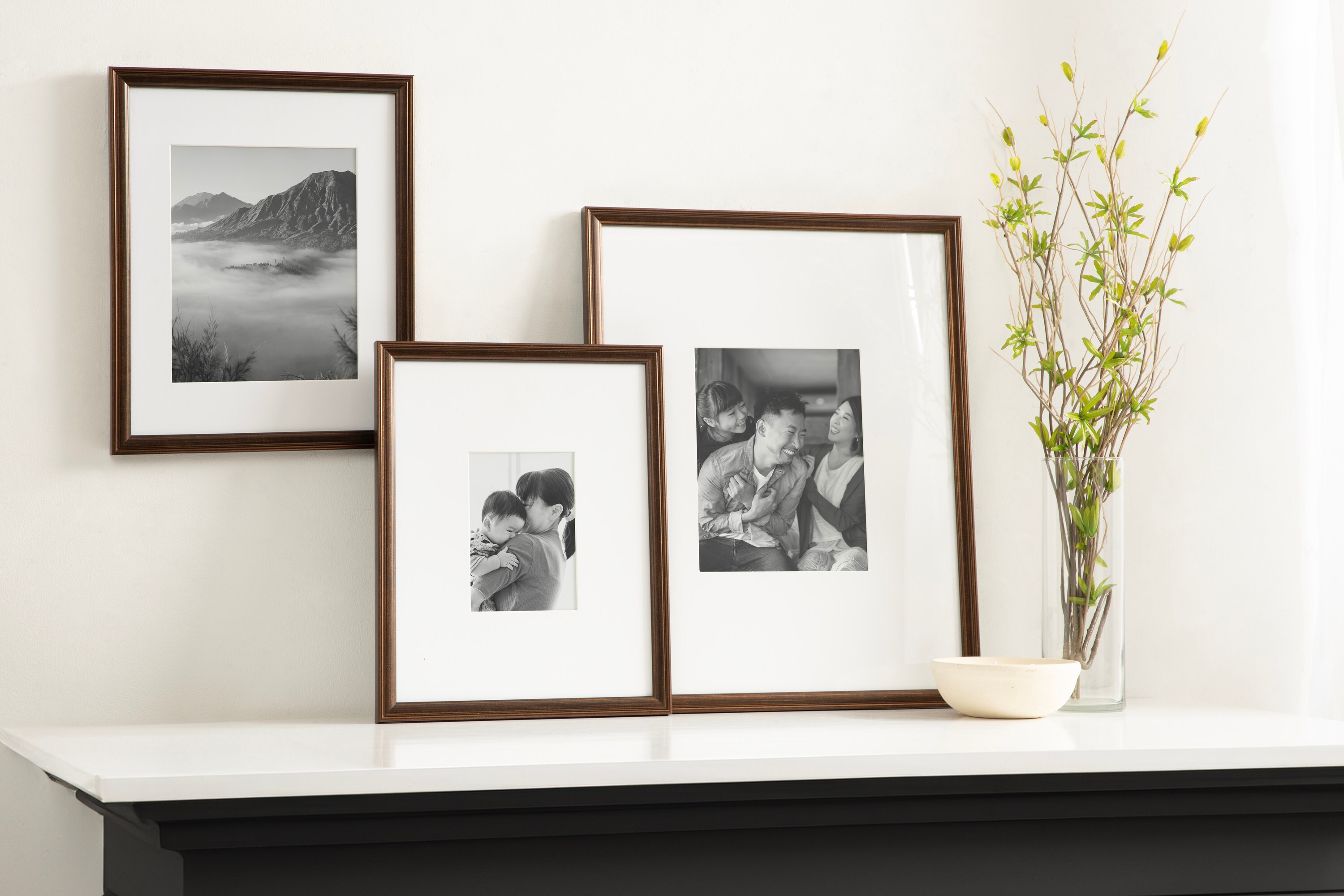 Adlynn Bronze Polystyrene 16"x20" Matted Picture Frames Set of 3