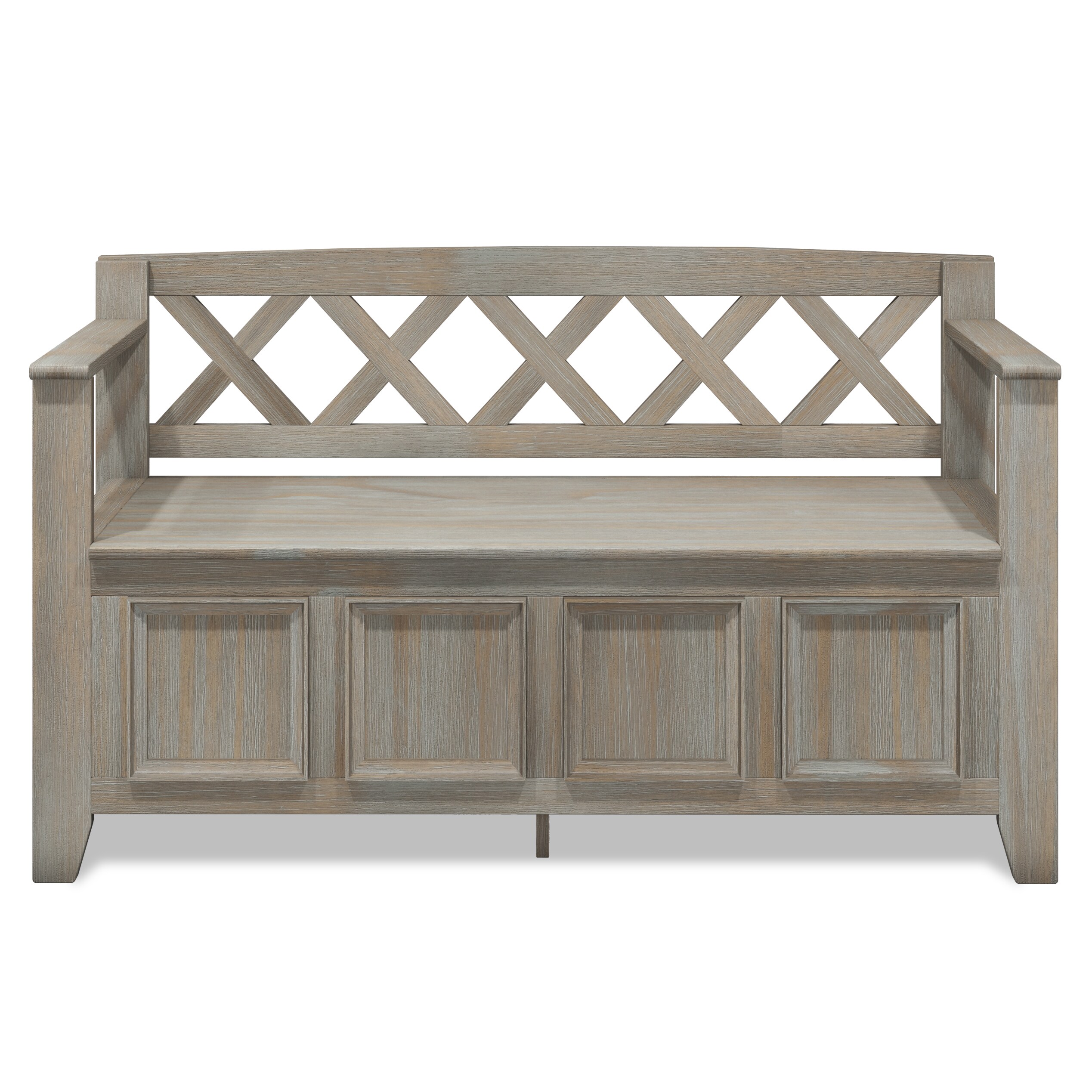 Amherst Solid Wood Distressed Grey Entryway Storage Bench
