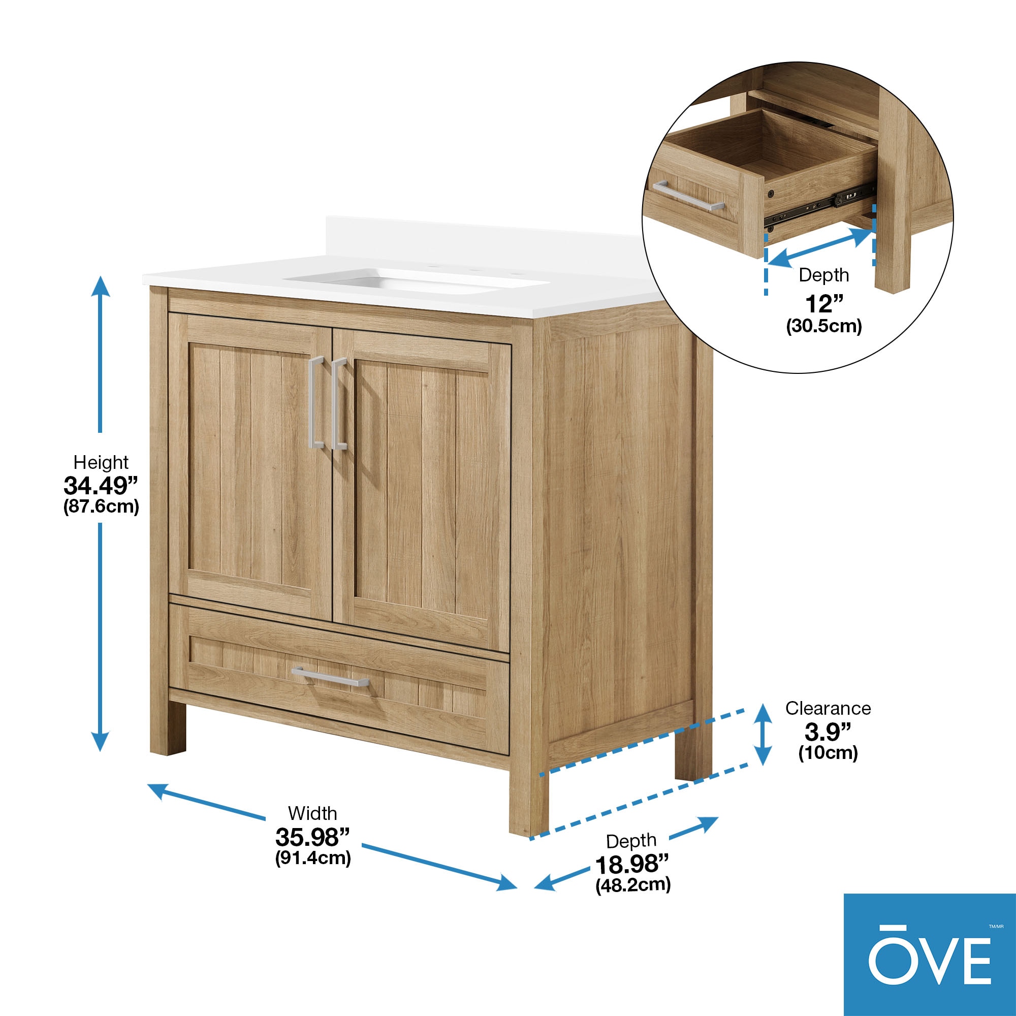 OVE Decors Darwin 36-in White Oak Undermount Single Sink Bathroom ...