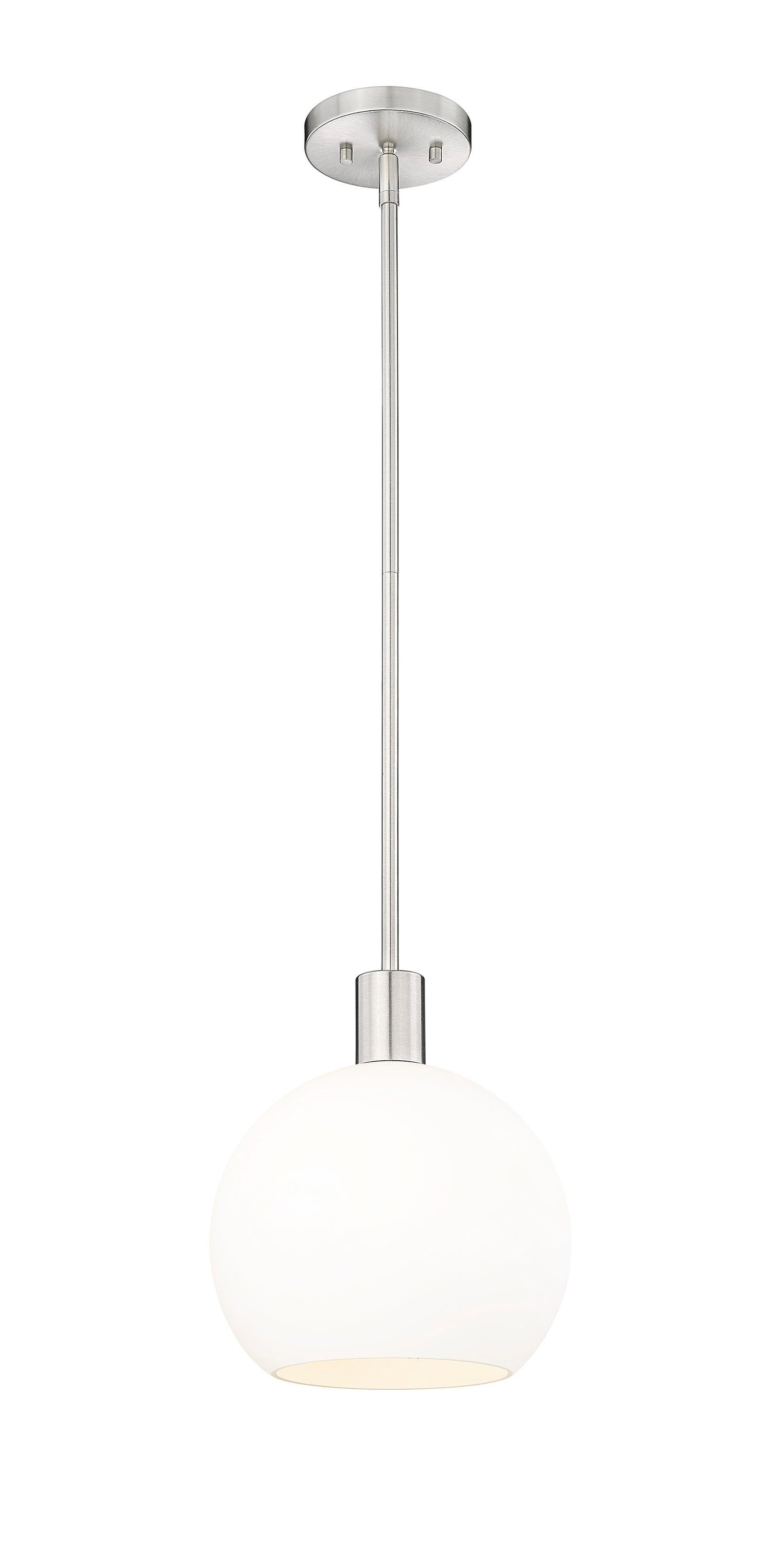 Brushed Nickel Globe Pendant with White Glass Shade
