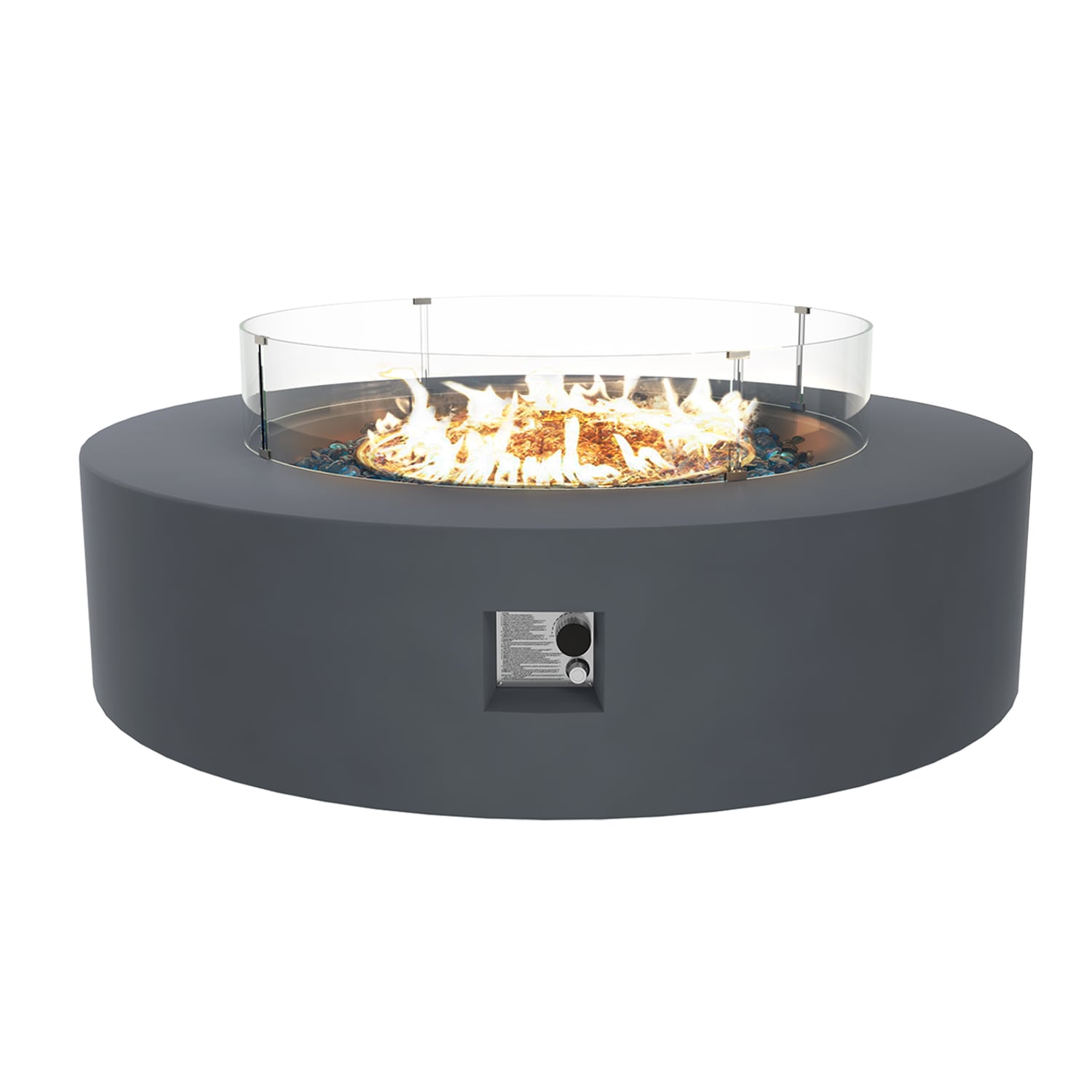 UPHA Gas Fire Pit with Wind Guard 42-in W 50000 Maximum BTUs Concrete Round Liquid propane Fire pit