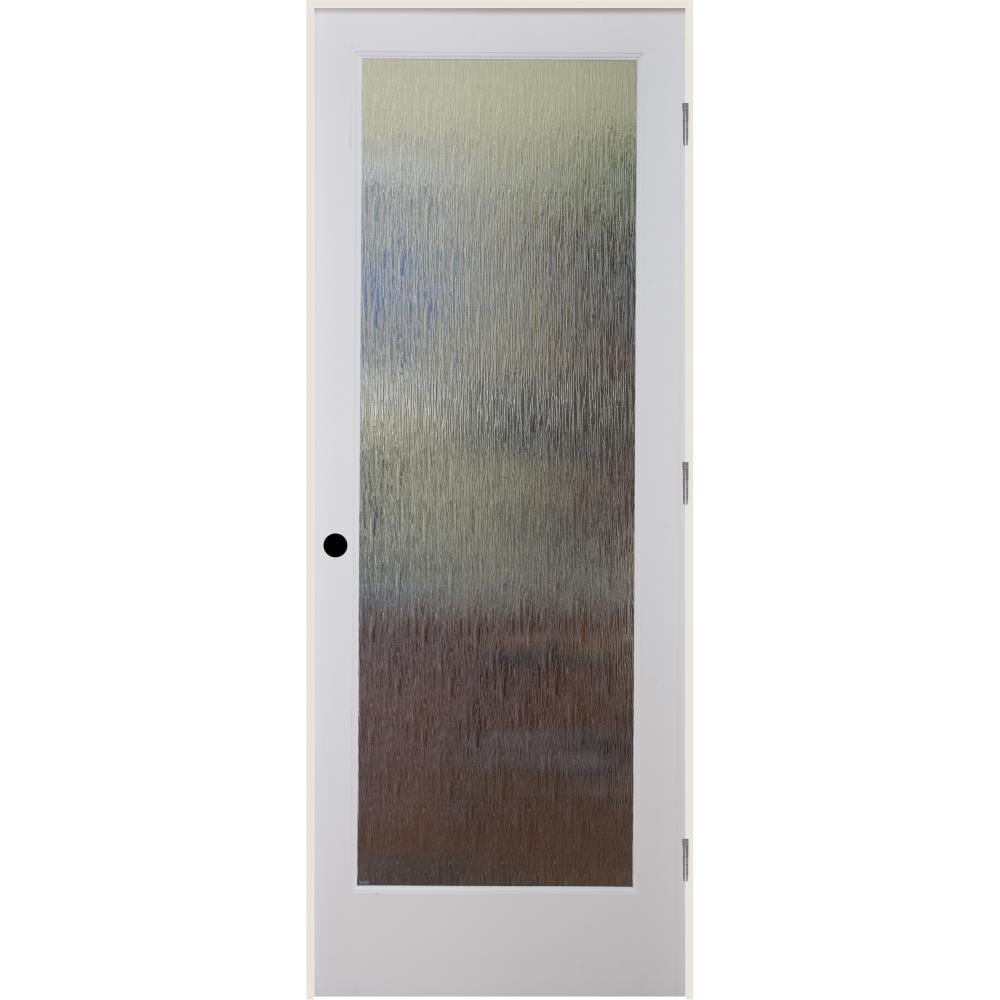 RELIABILT LOD907647 32-in x 80-in White 1-panel Patterned Glass Solid Core Pine Wood Outswing Prehung Interior Door
