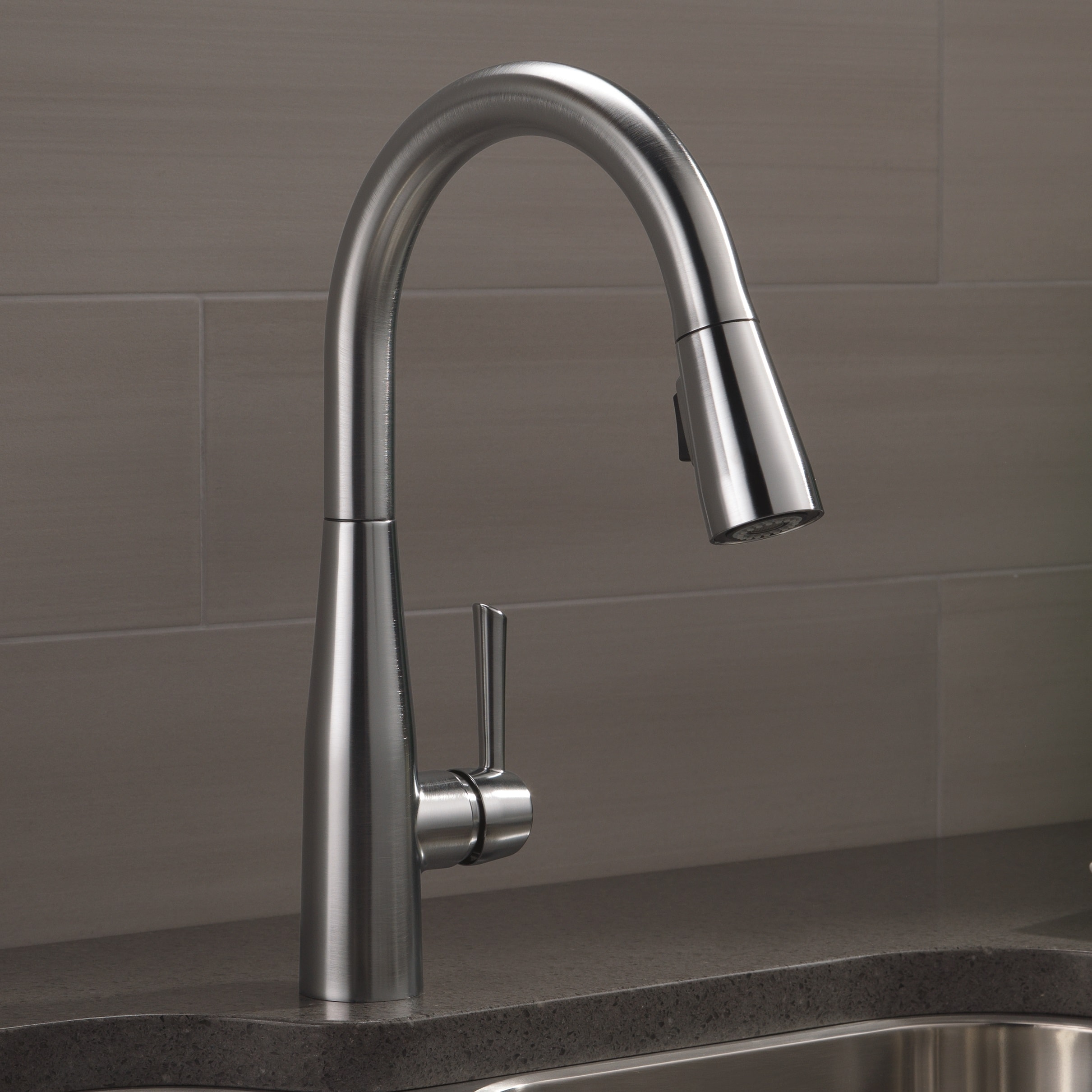 Delta Faucet Essa Brushed Nickel Kitchen 2024 Faucet, Kitchen Faucets with Pull Down