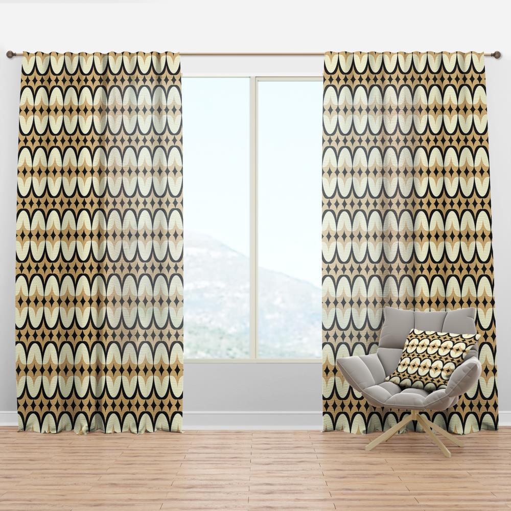 Designart CTN24649-52-90 90-Inches Yellow Geometric Room darkening Thermal lined Rod pocket Single curtain panel