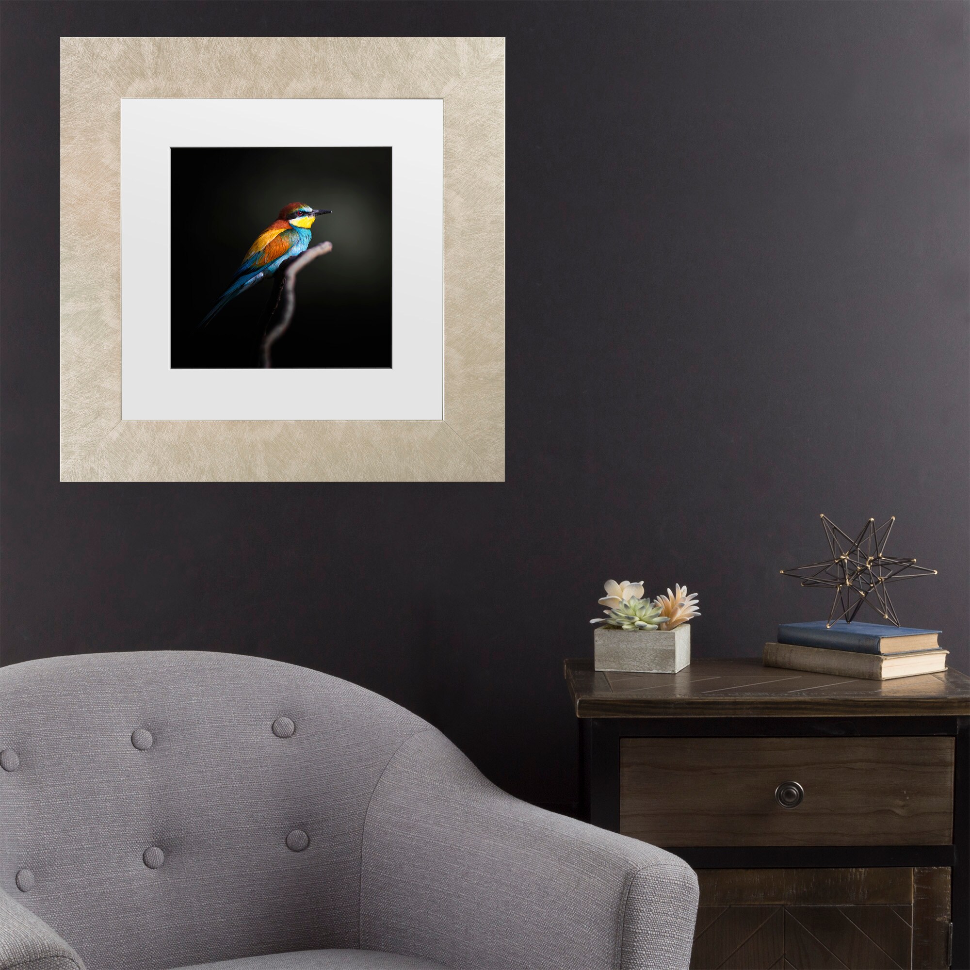 Trademark Fine Art 1X10946-C1111MF Colorful Darkly Fegari Champagne Frame Wood Framed 11-Inches H x 11-Inches W Animals Canvas Print