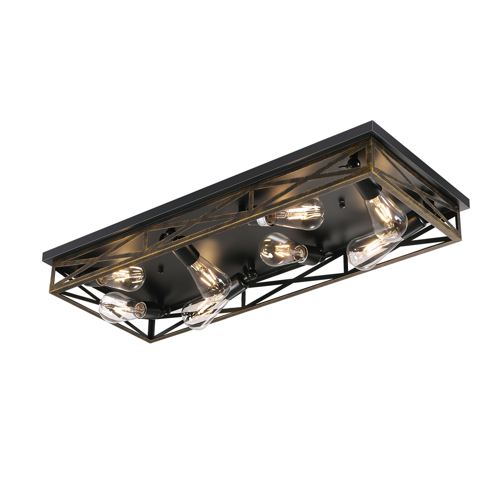 DIKAIDA 8-lights Farmhouse Flush Mount Ceiling Light Fixtures Modern Light Fixtures Kitchen Hallway Light Fixtures for Bedroom Dining Room Entryway Industrial Metal Cage Ceiling Lights