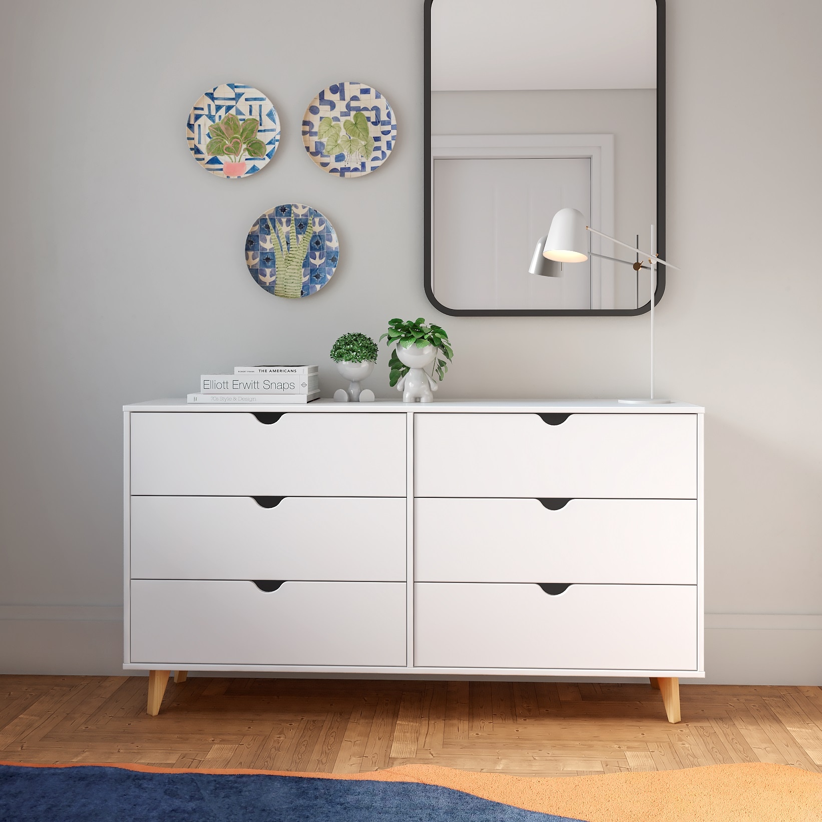 Falkk FKEX-804GLATT White 6 -Drawer Standard dresser