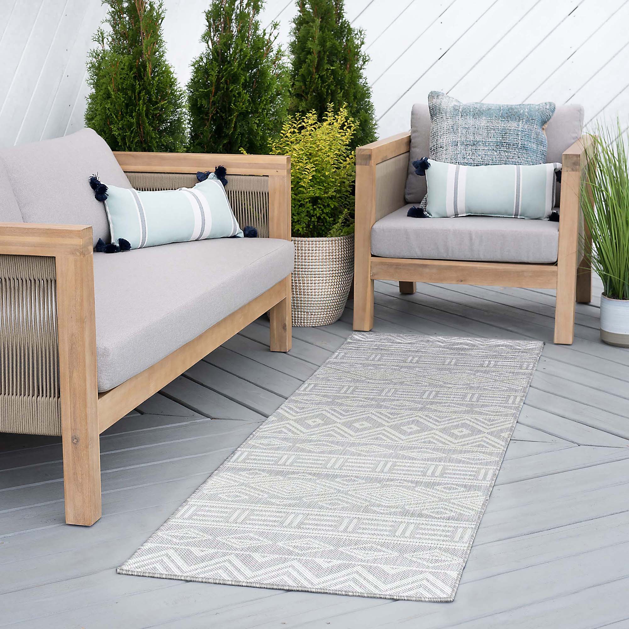Tayse ECO2009 2X8 Eco 2 x 8 (ft) Flatweave Polypropylene Gray Rectangular Indoor/Outdoor Coastal Runner rug