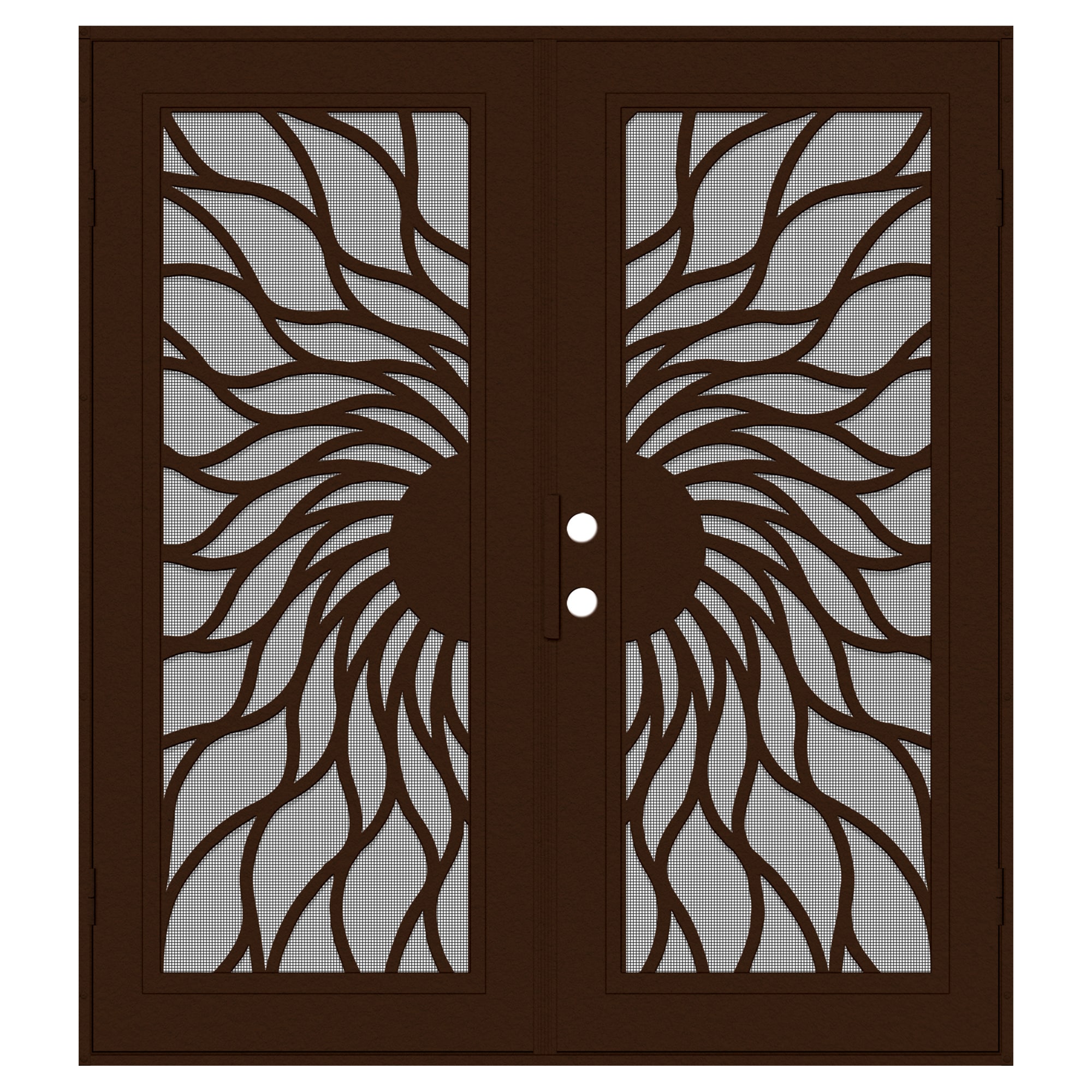 TITAN 3S2001KL2CPISA Premium Aluminum Security Door 72-in x 80-in Copper Aluminum Surface mount Right-hand outswing Double Security Door with Charcoal Screen and Double bore