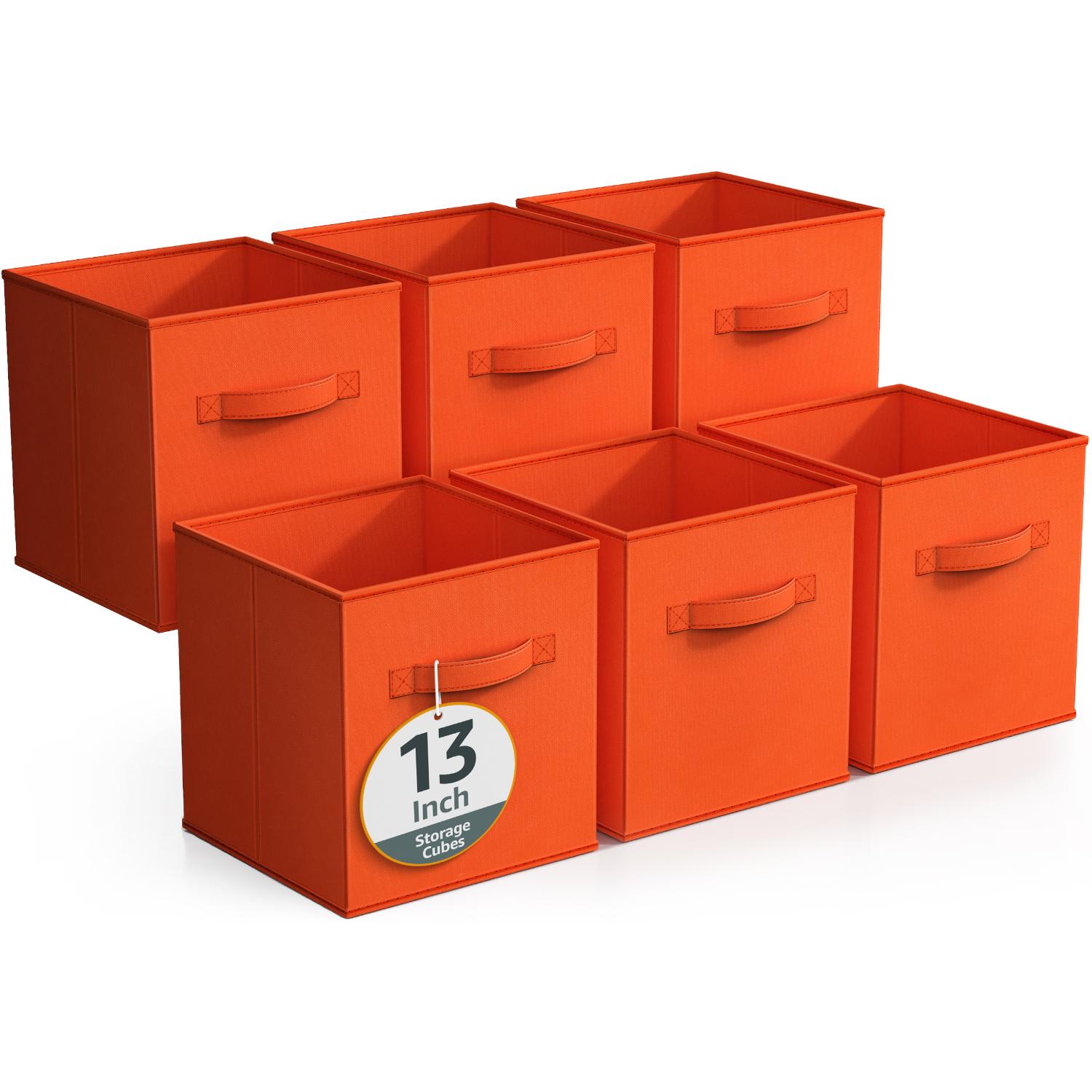 SORBUS STRG-BINLG-OR-6PK ( 13-in W x 13-in H x 13-in D ) Orange Polyester Collapsible Bin