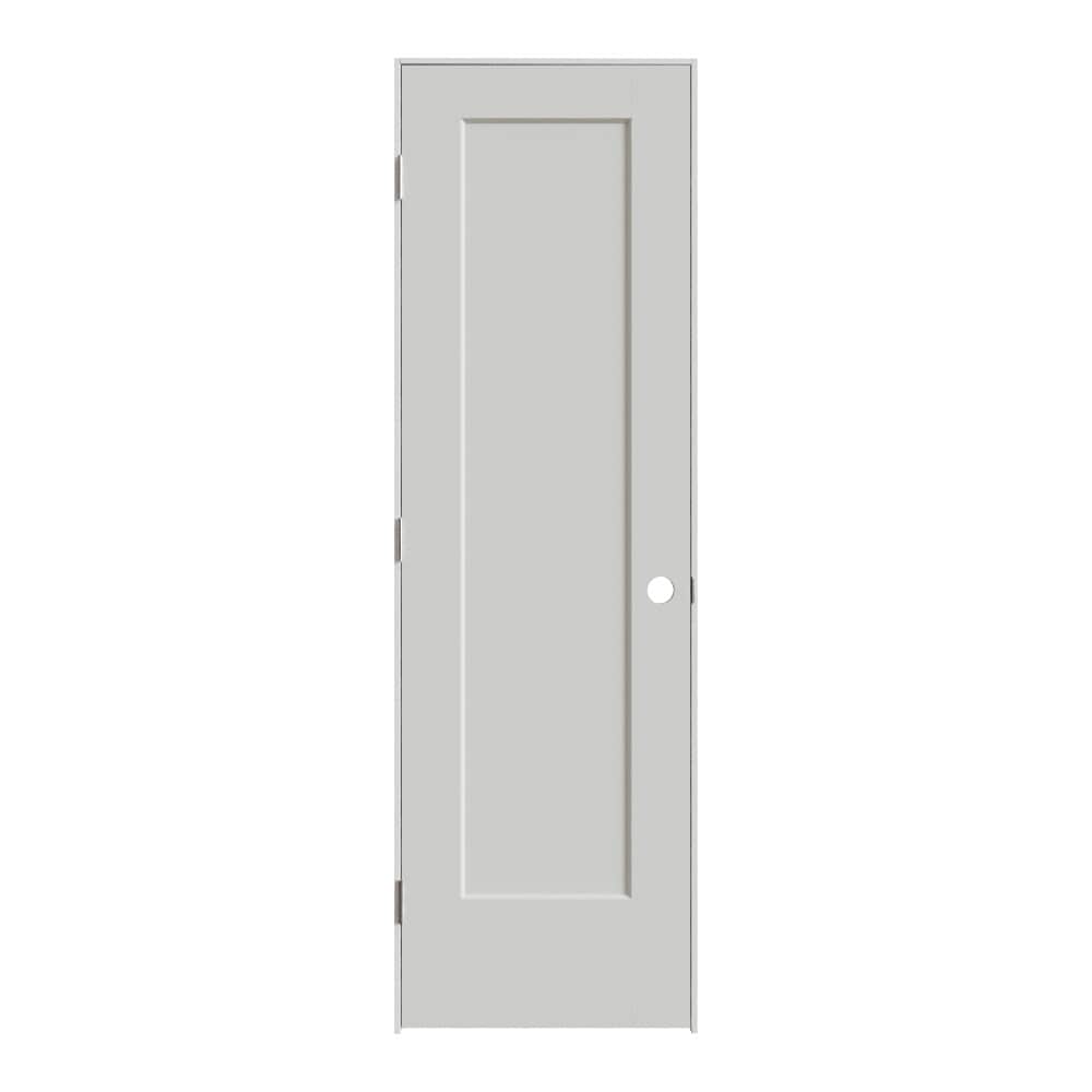 Masonite 642243 24-in x 80-in Primed Solid core 1-panel Left hand Smooth Primed MDF Flat Jamb Single Prehung Interior Door