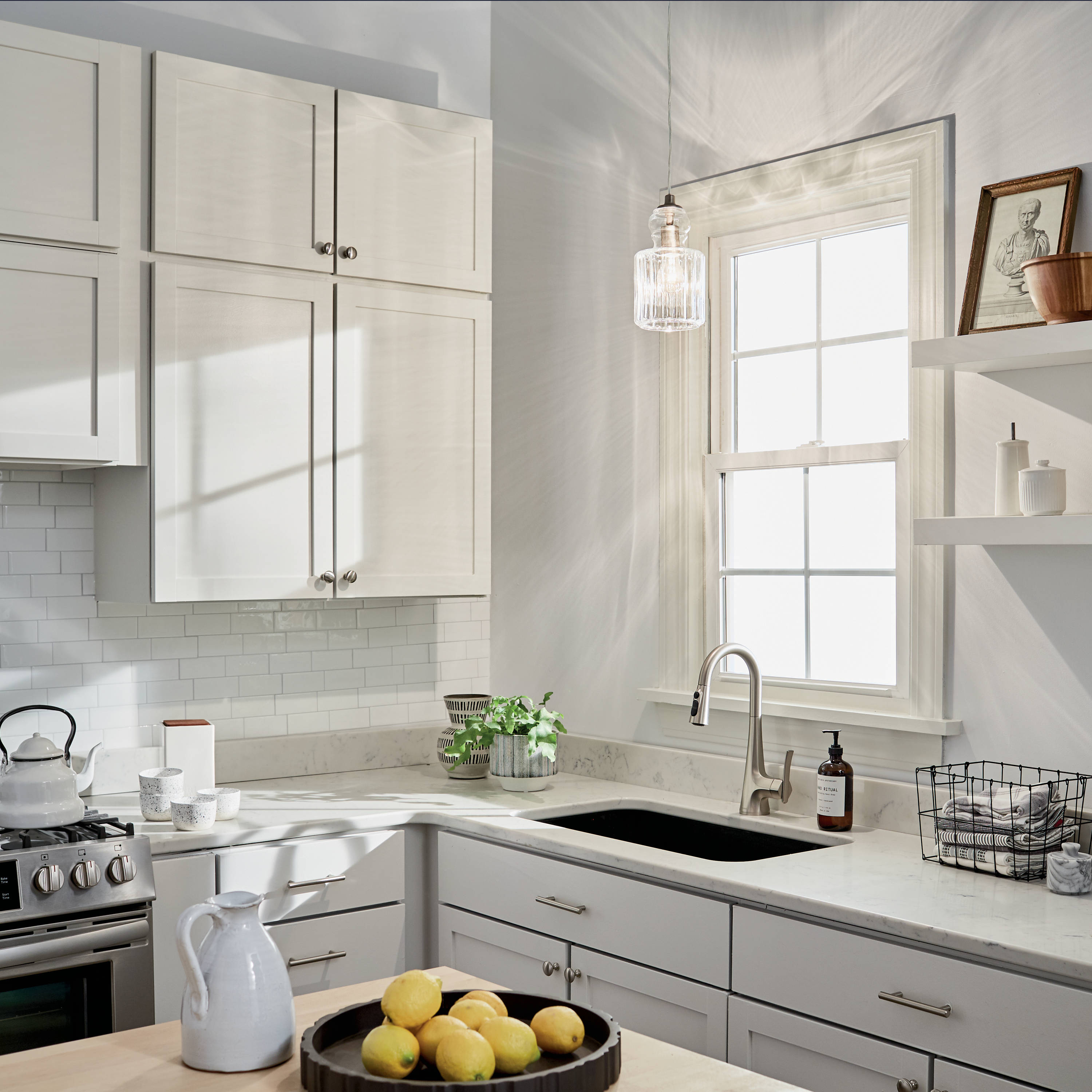 Riviera 5.75" Mini Pendant Light in Brushed Nickel with Clear Glass