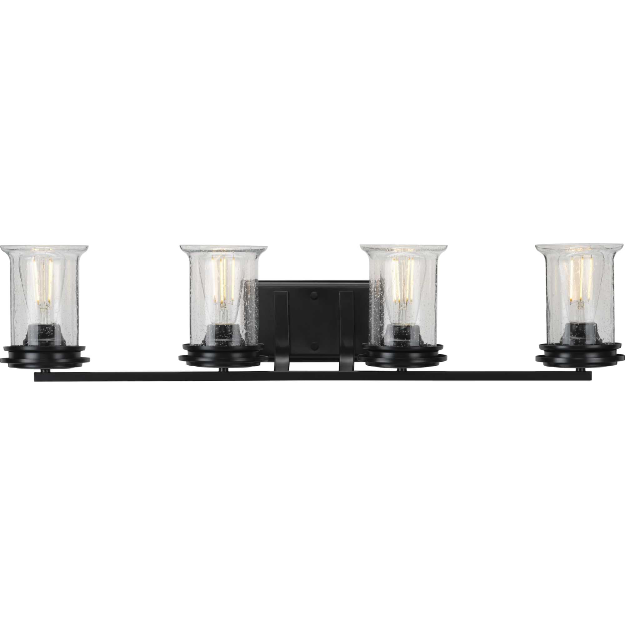 Progress Lighting P300275-031 Winslett 33.25-in 4 -Light Matte Black Coastal Vanity light