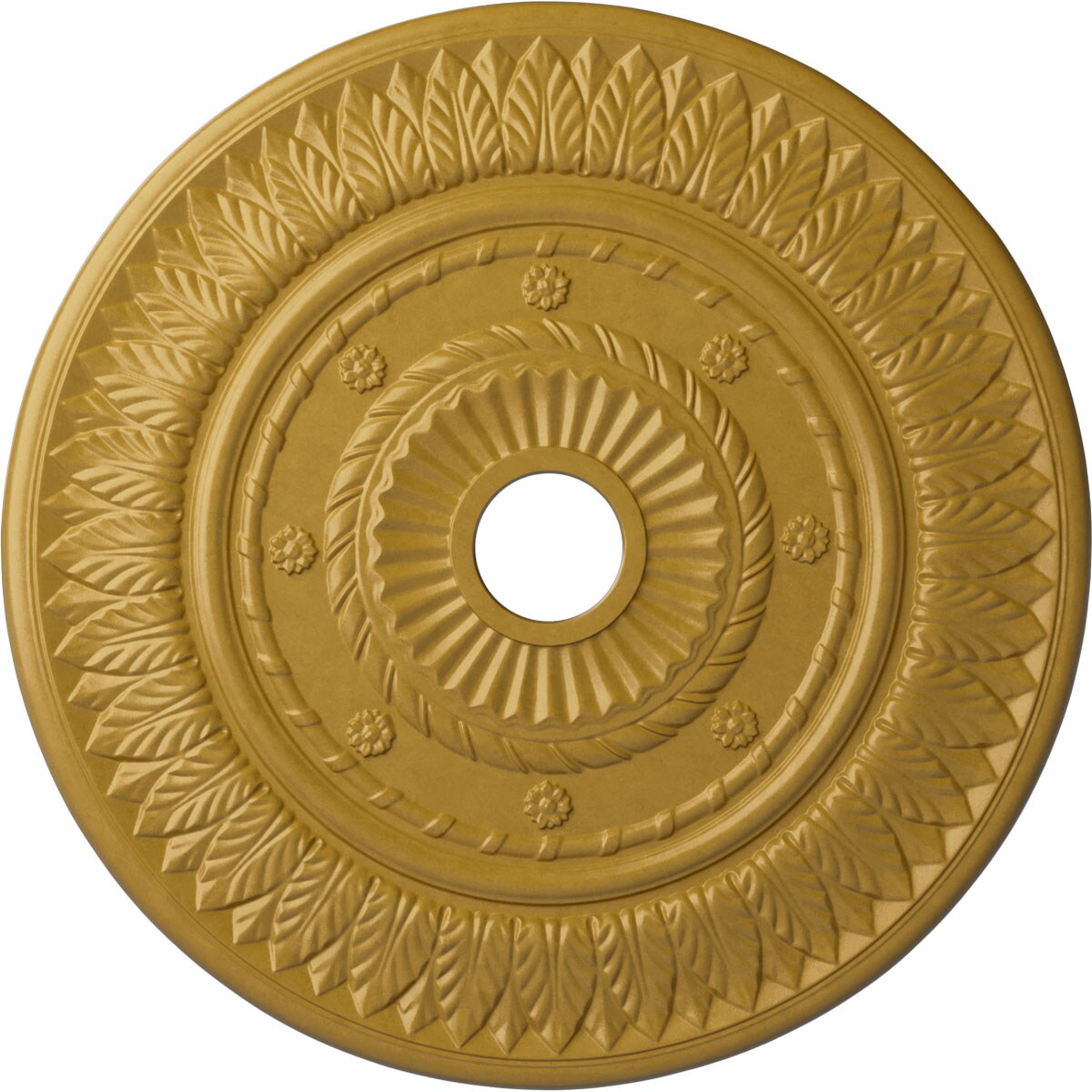 Ekena Millwork CM26LFIGS Leaf 26.75-in W x 26.75-in L Painted Iridescent Gold Polyurethane Whole Ceiling Medallion