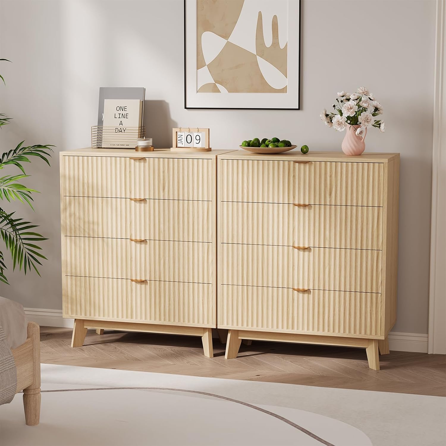 2 piece dresser set Manhattan Comfort Granville 2-Piece Tall Narrow and Standard Dresser Set in Light Grey