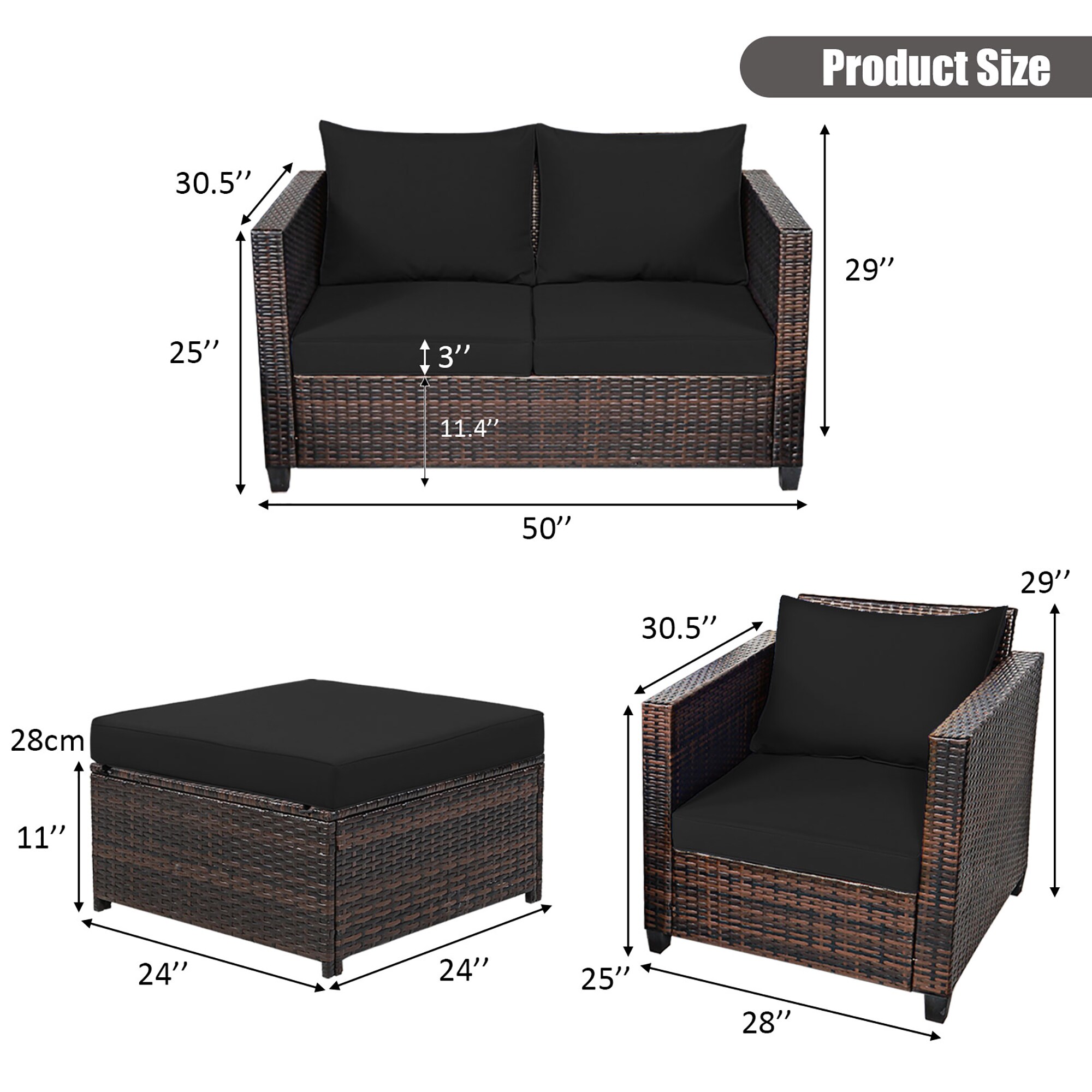 Costway HW67697ABK+ Patio-Conversation-Sets - View #7