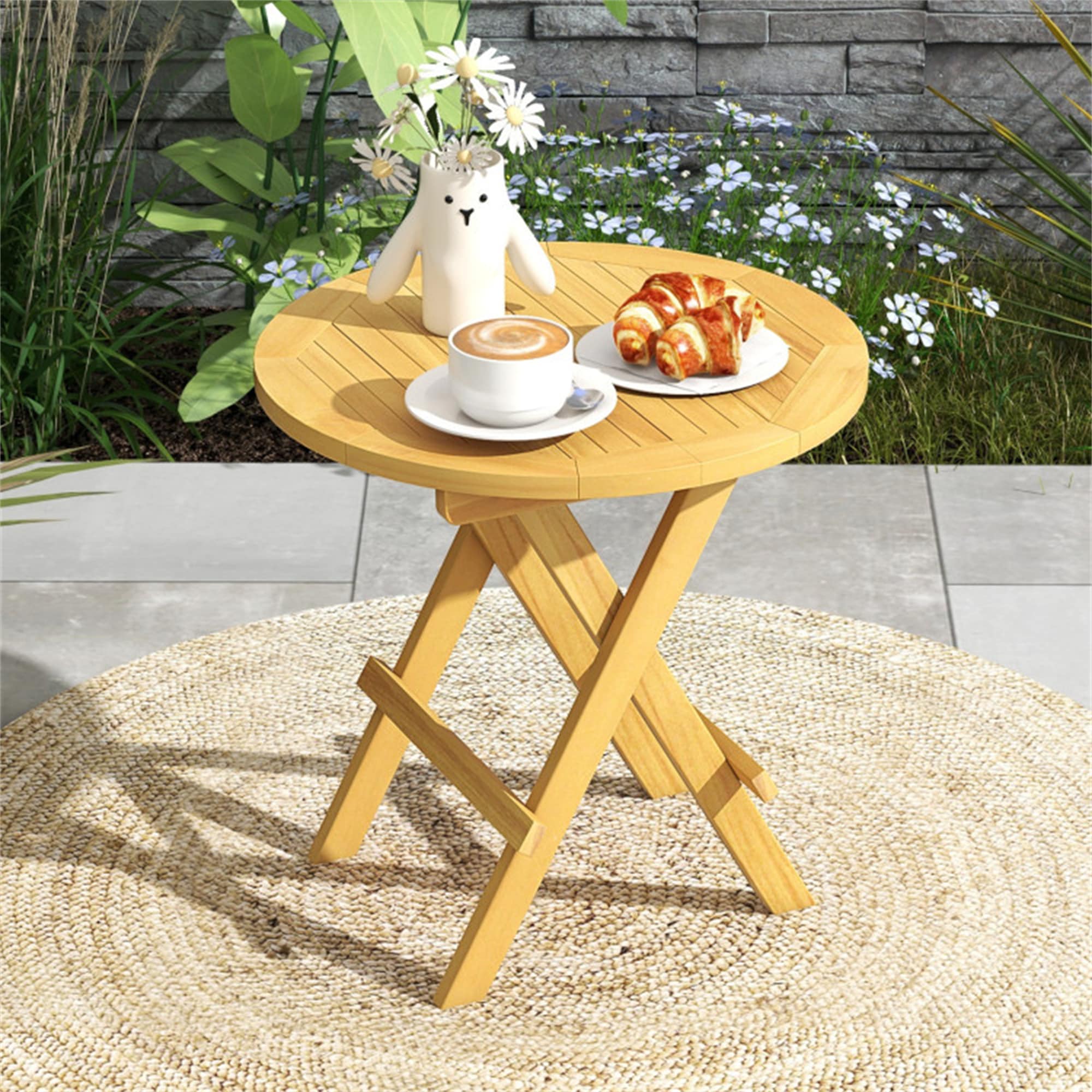 BABOOM BOM-JV11911-CO Portable and Compact Outdoor End Table Round Outdoor End 20-in W x 20-in L
