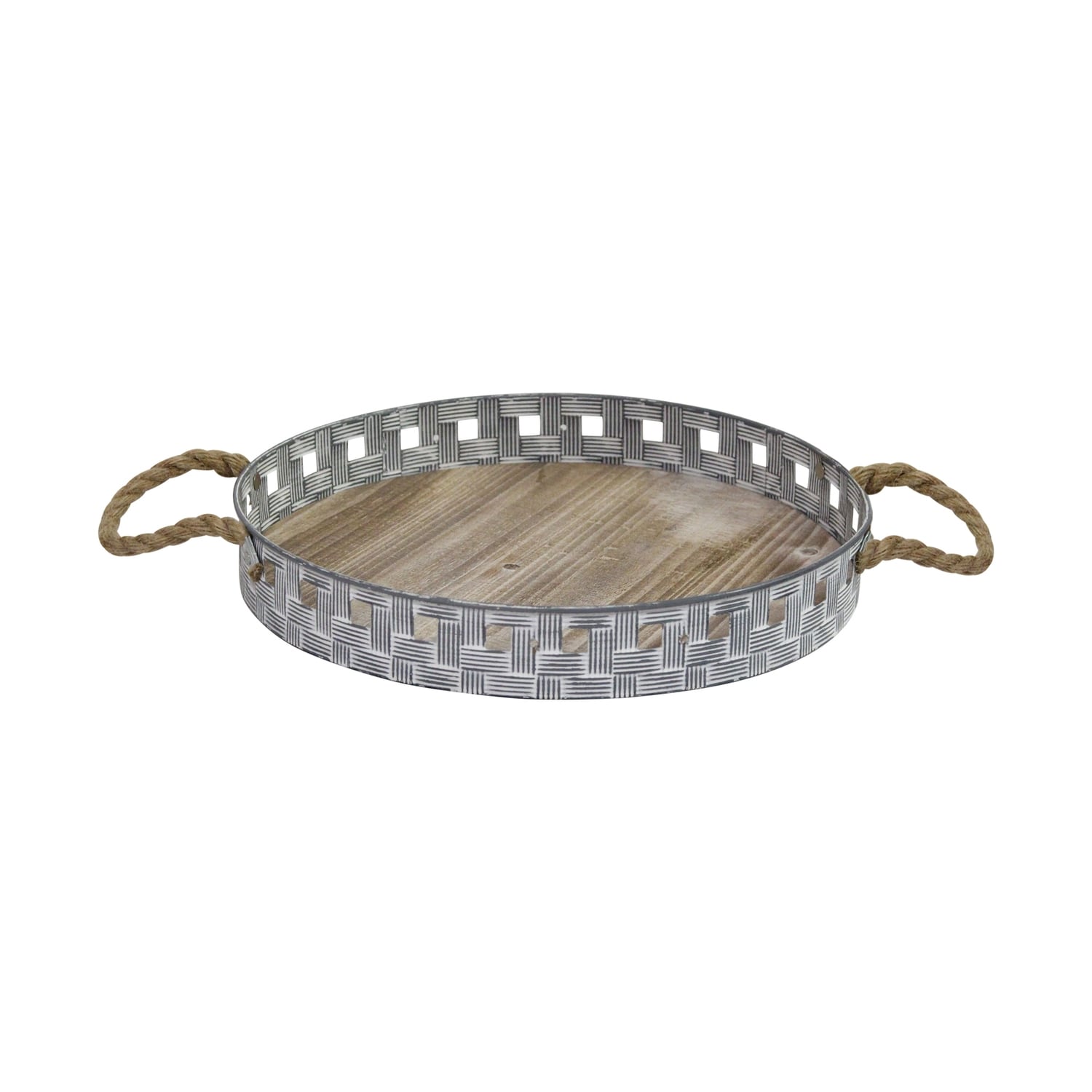 HomeRoots 4000373324 2.44-in x 16-in Grey Round Serving Tray