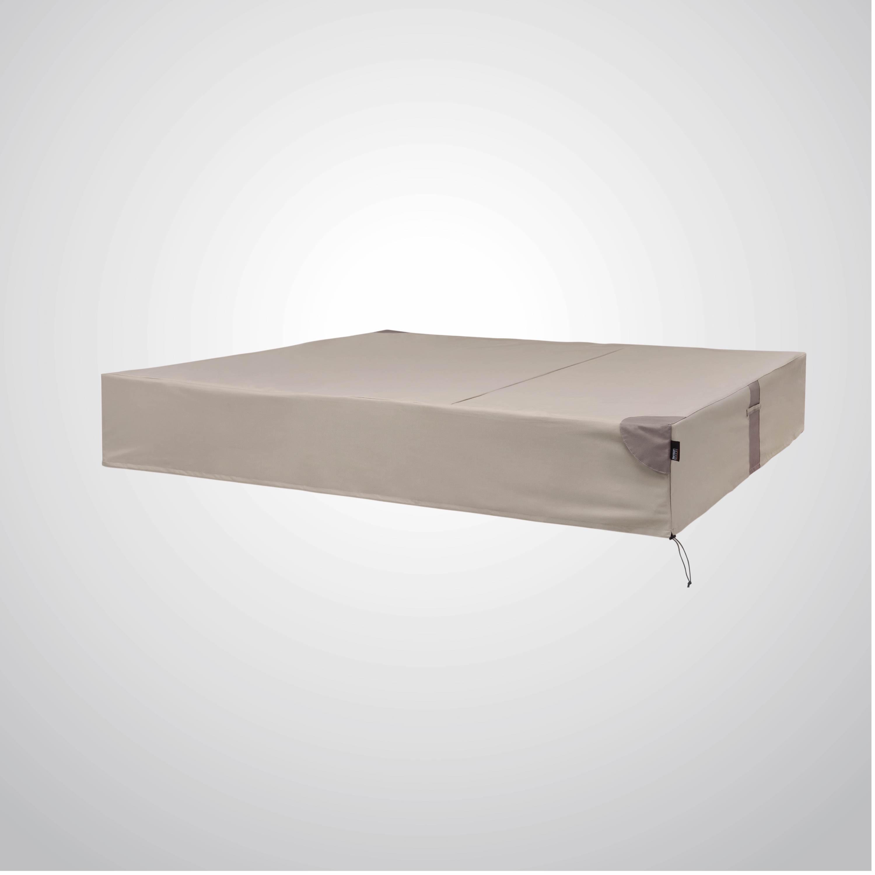 Beige Heavy-Duty Weather-Resistant Square Hot Tub Cover