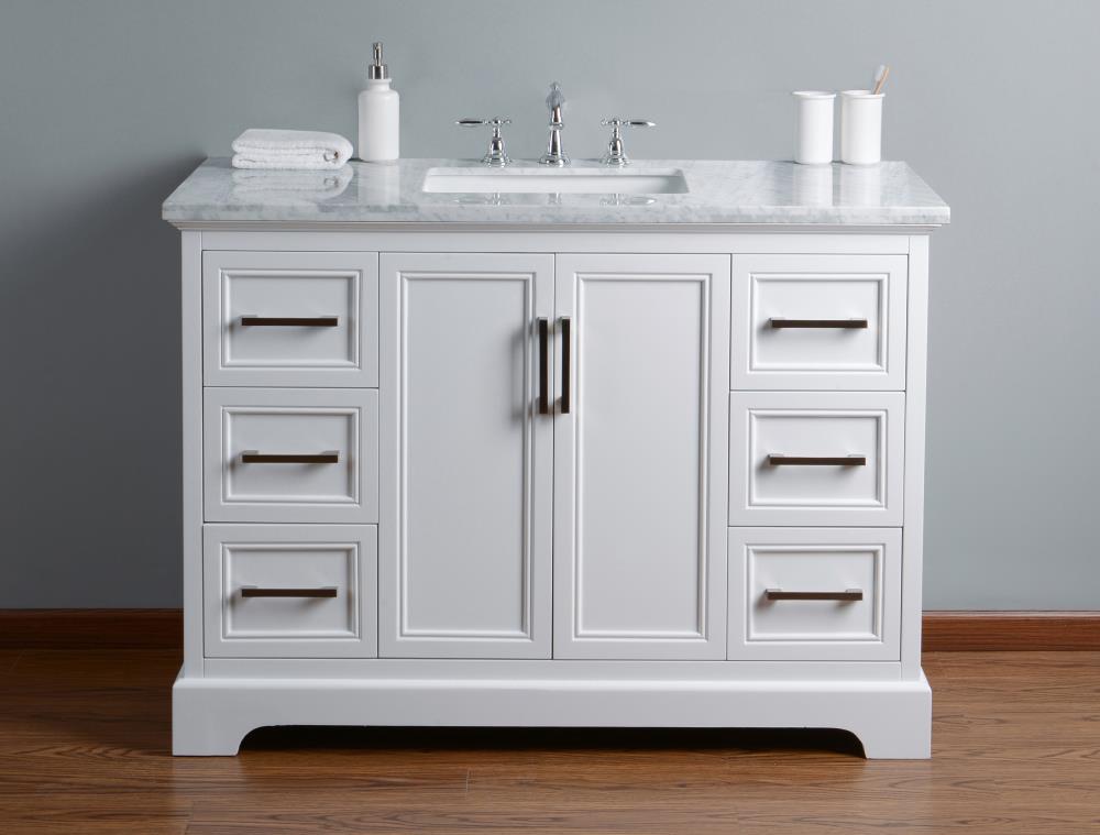 Stufurhome 48-in White Undermount Single Sink Bathroom Vanity with ...