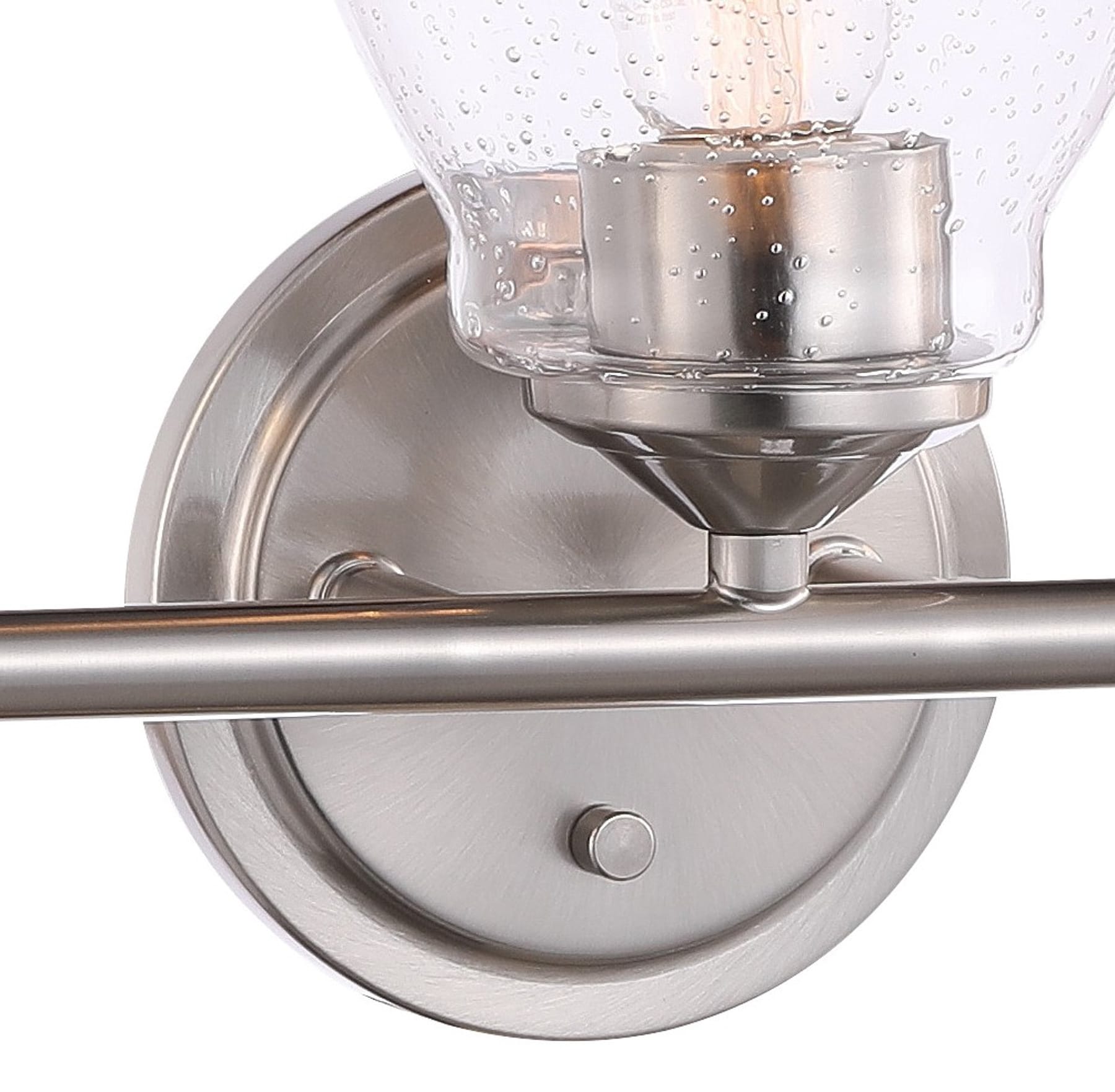 Brushed Nickel 3-Light Dimmable Vanity Wall Lamp with Clear Seeded Glass